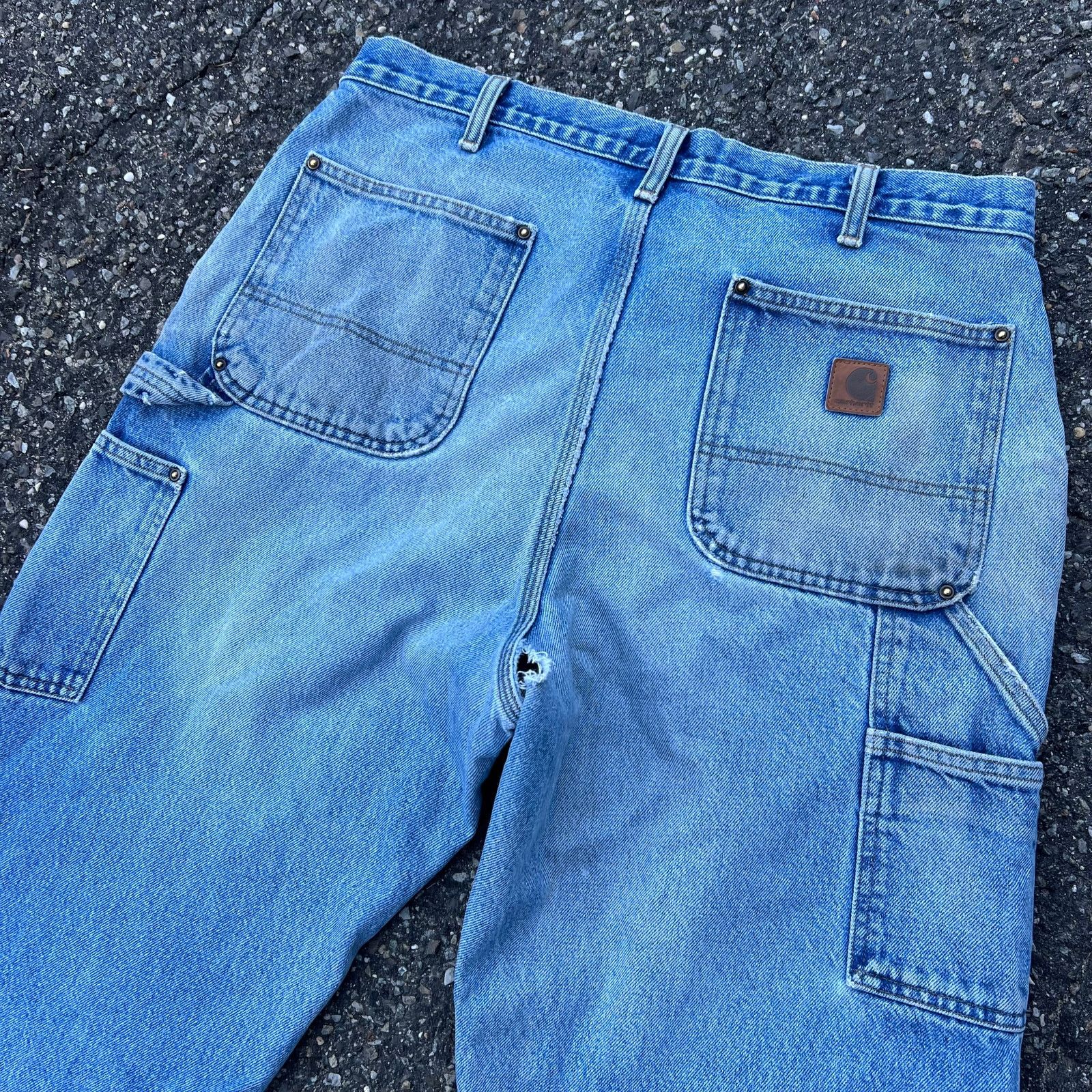 Carhartt × Vintage Vintage carhartt blue jeans denim double knee work pants Size US 36 / EU 52 - 7 Thumbnail
