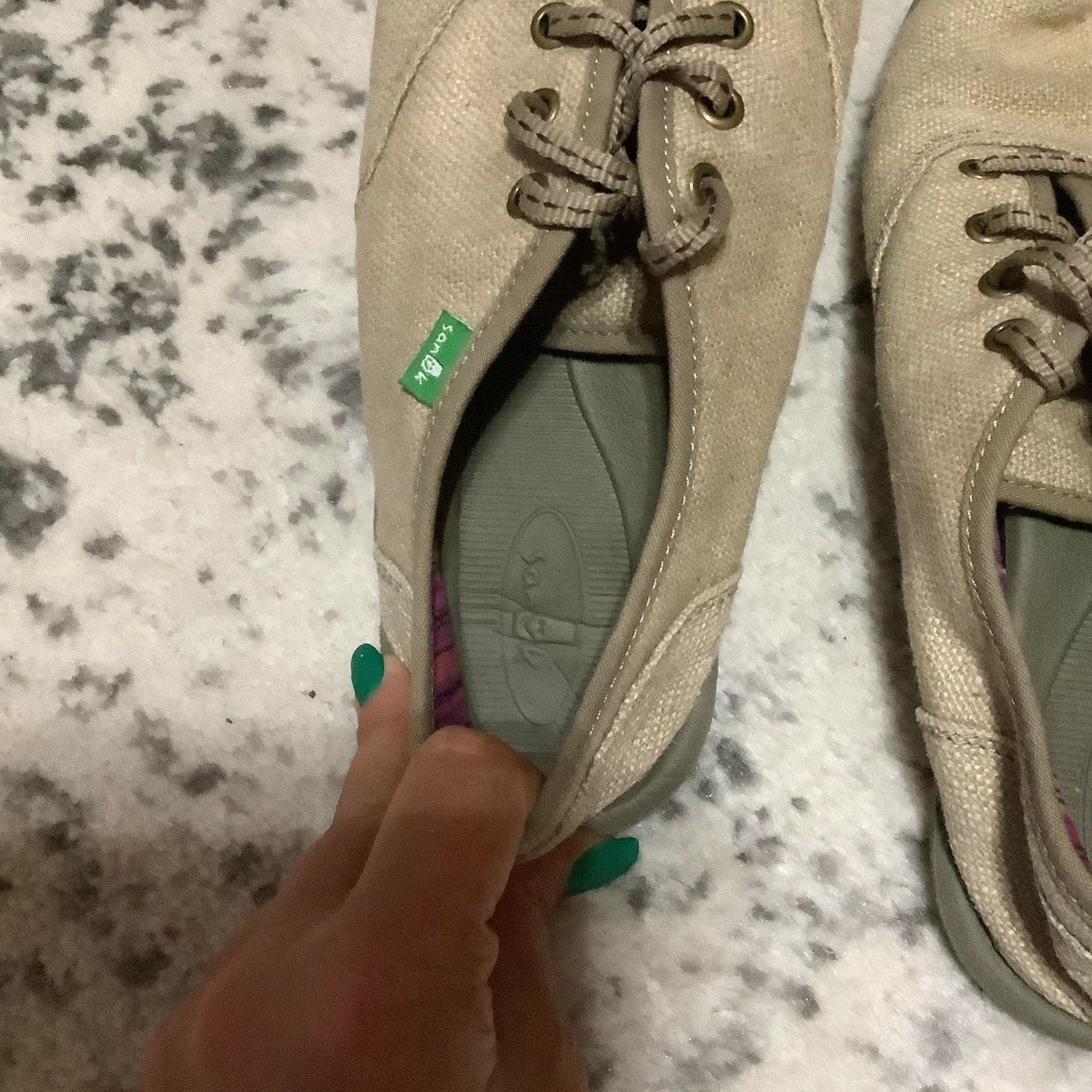 Sanuk Sanuk Casual Sneaker Tie Shoe Sz 10 Women's Beige Canvas Low Top Flat Lace Up Lake Shoes Size L / US 10 / IT 46 - 7 Thumbnail