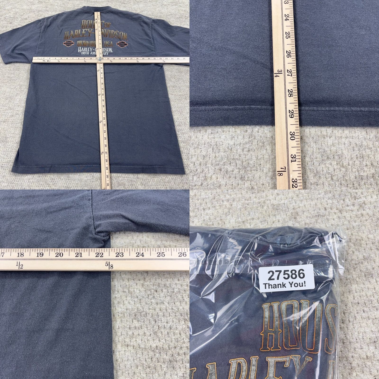 Harley Davidson VINTAGE Harley-Davidson Shirt Men XL Gray 80s Biker Logo Tee - Milwaukee - Adult XL Mens Size US XL / EU 56 / 4 - 8 Thumbnail