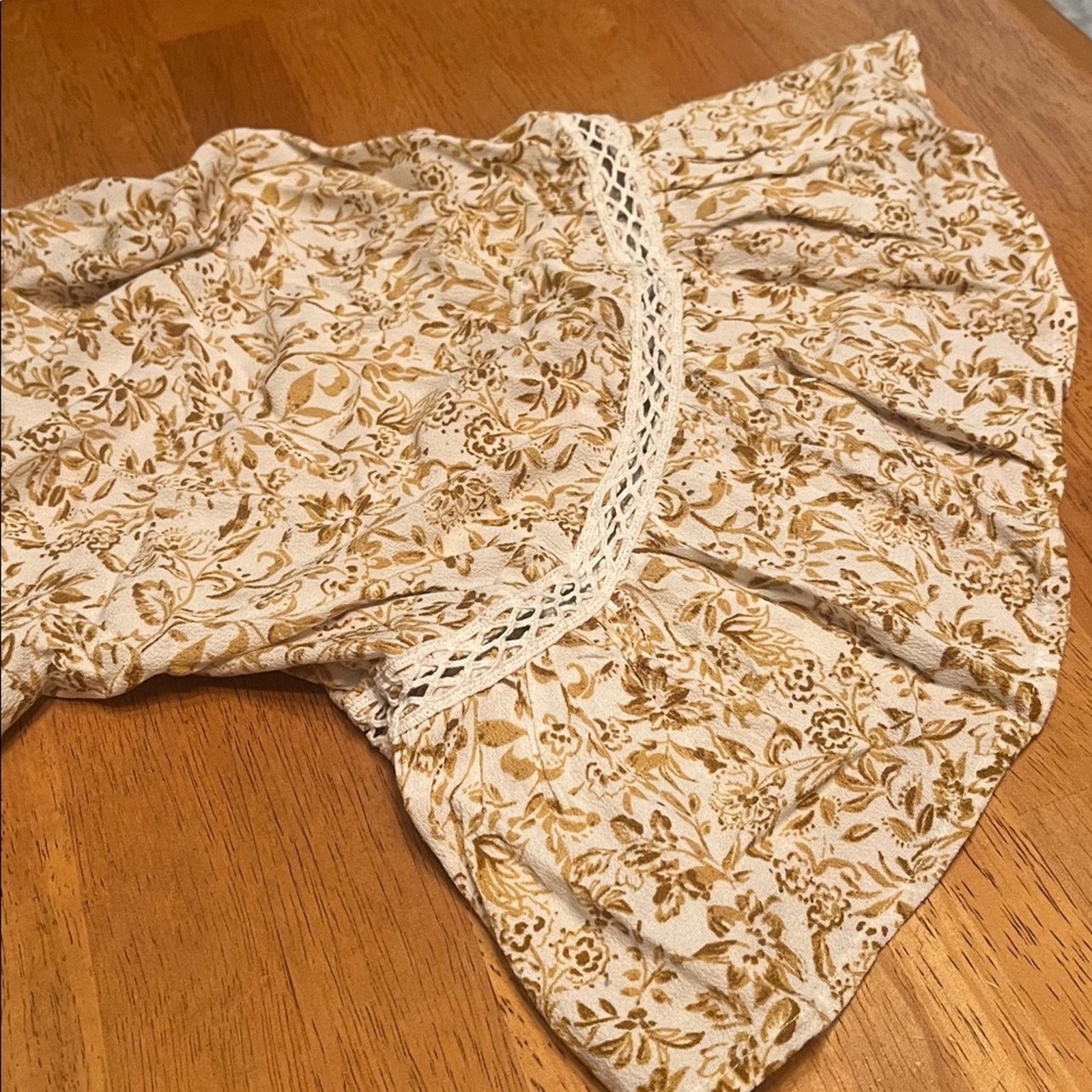Free People Free People Talk About It Cream and Brown Tunic, size small Size S / US 4 / IT 40 - 4 Thumbnail