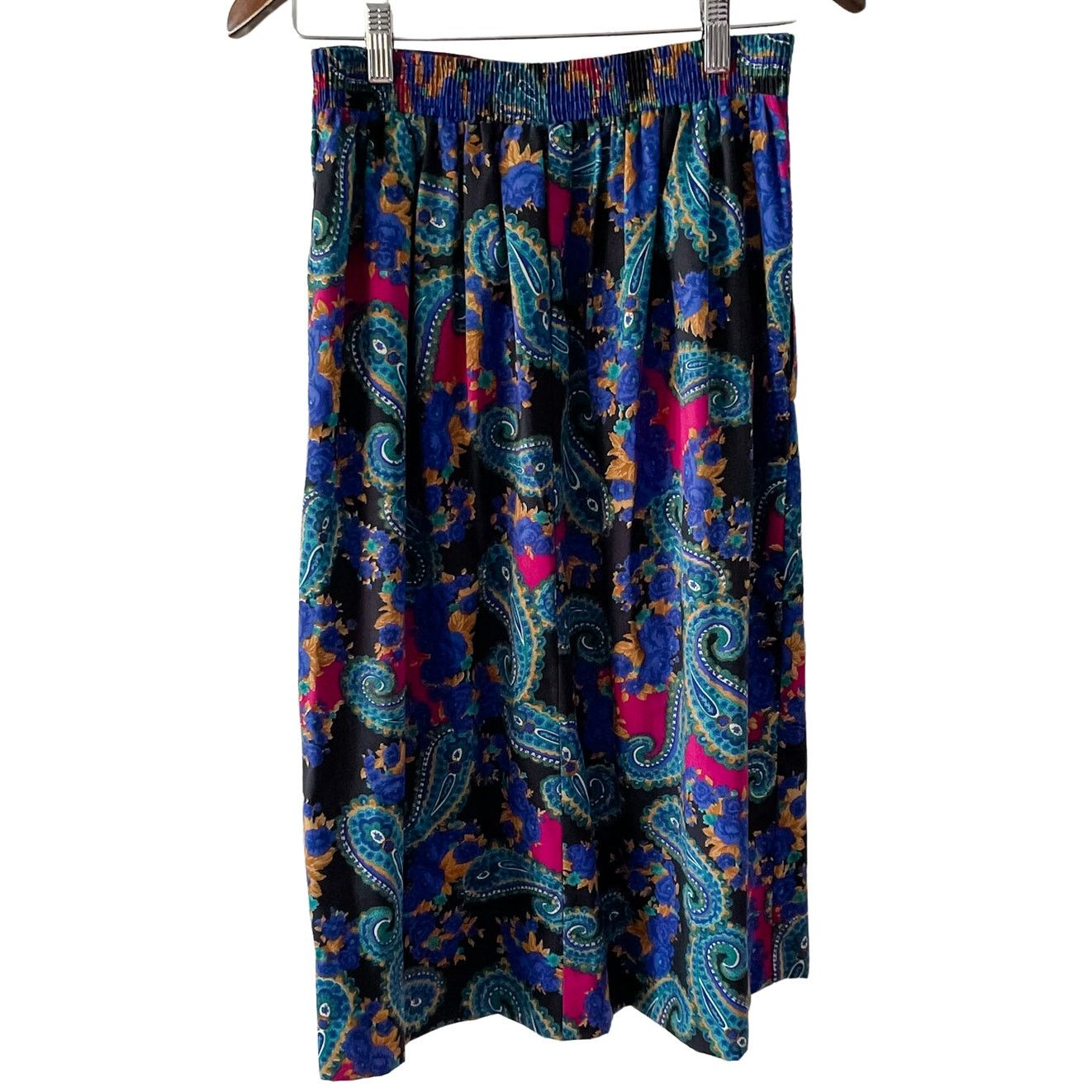 Vintage Vintage jewel tone paisley pull on pleated midi/knee skirt Size 26" / US 2 / IT 38 - 4 Thumbnail