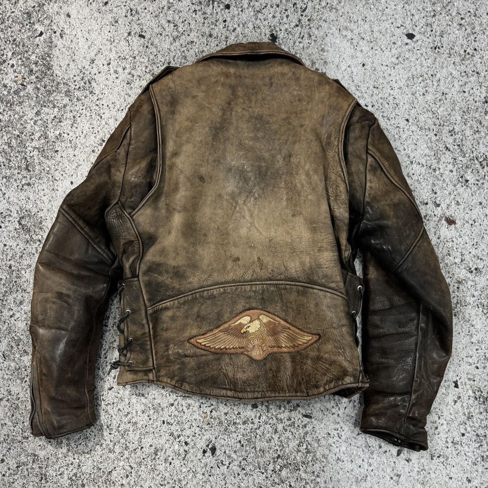 Vintage 90s Aged Faded Leather Motorcycle Jacket ERD Grunge Biker Size US L / EU 52-54 / 3 - 15 Thumbnail