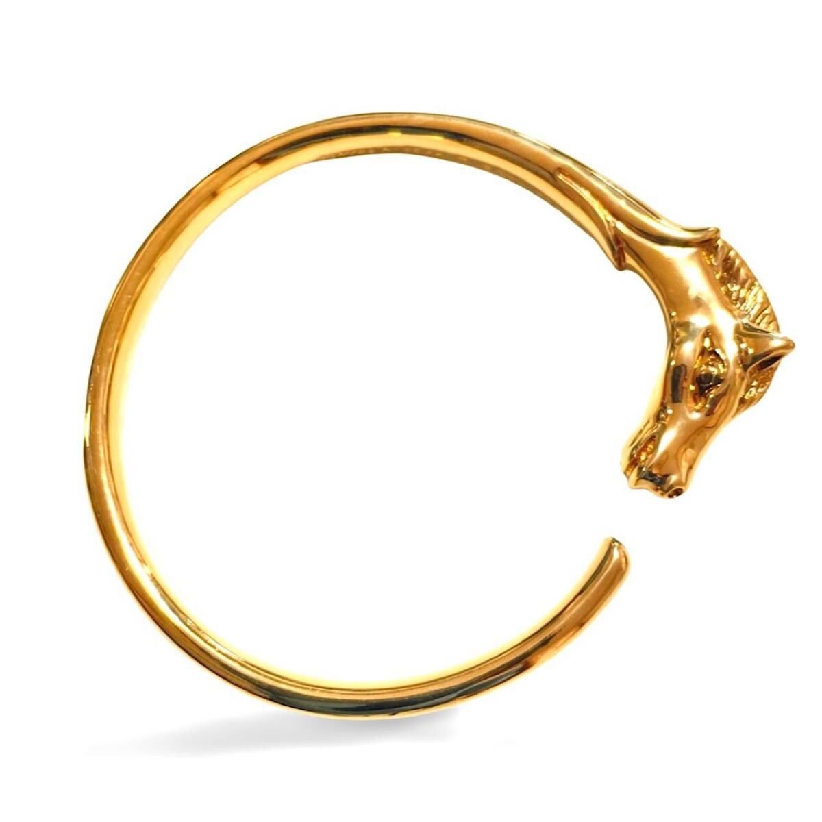 Hermes Vintage Hermes golden horse head design bangle, bracelet. Size ONE SIZE - 3 Thumbnail