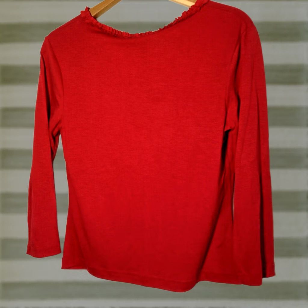 Vintage VINTAGE No Boundaries Long Sleeve Knit Top Shirt Red L Ruffle V-Neck NOS Y2K Woman Women Size L / US 10 / IT 46 - 1 Thumbnail