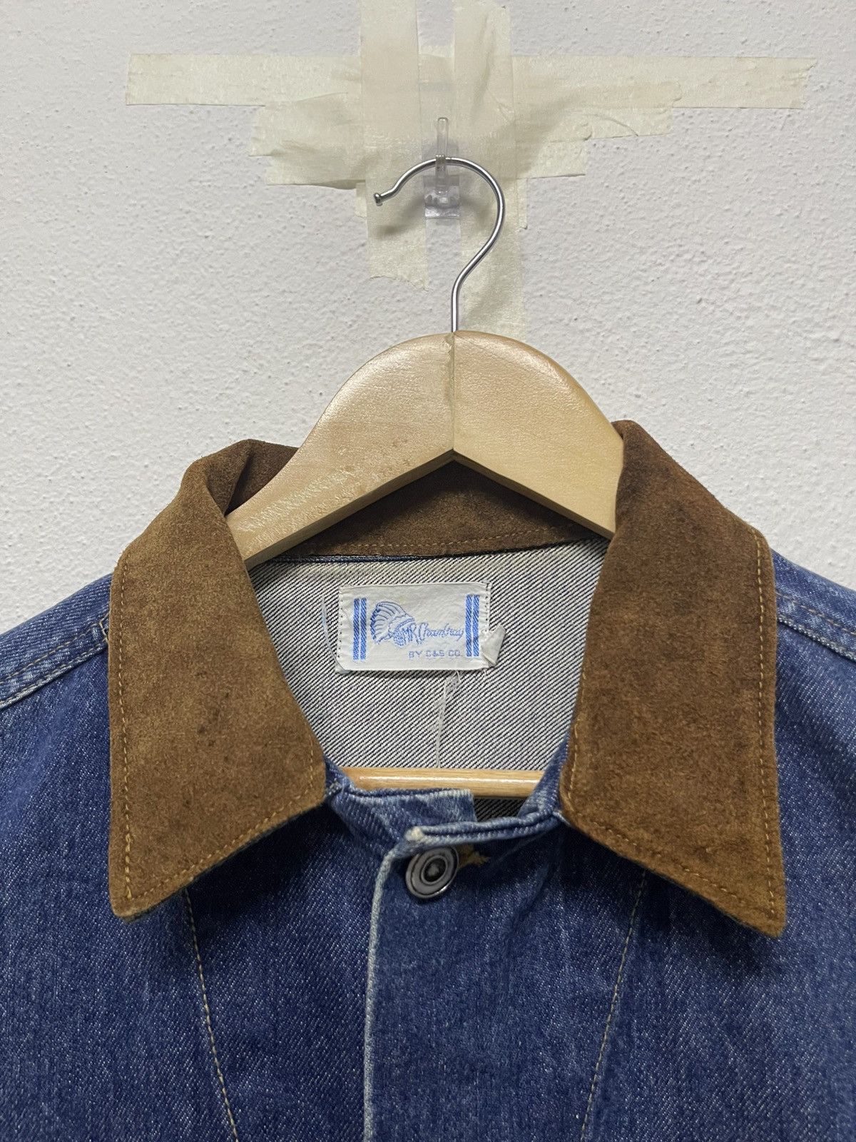 20471120 × Japanese Brand VINTAGE MR CHAMBRAY DENIM MIX LEATHER JACKET NAVAJO NATIVE Size US L / EU 52-54 / 3 - 10 Thumbnail