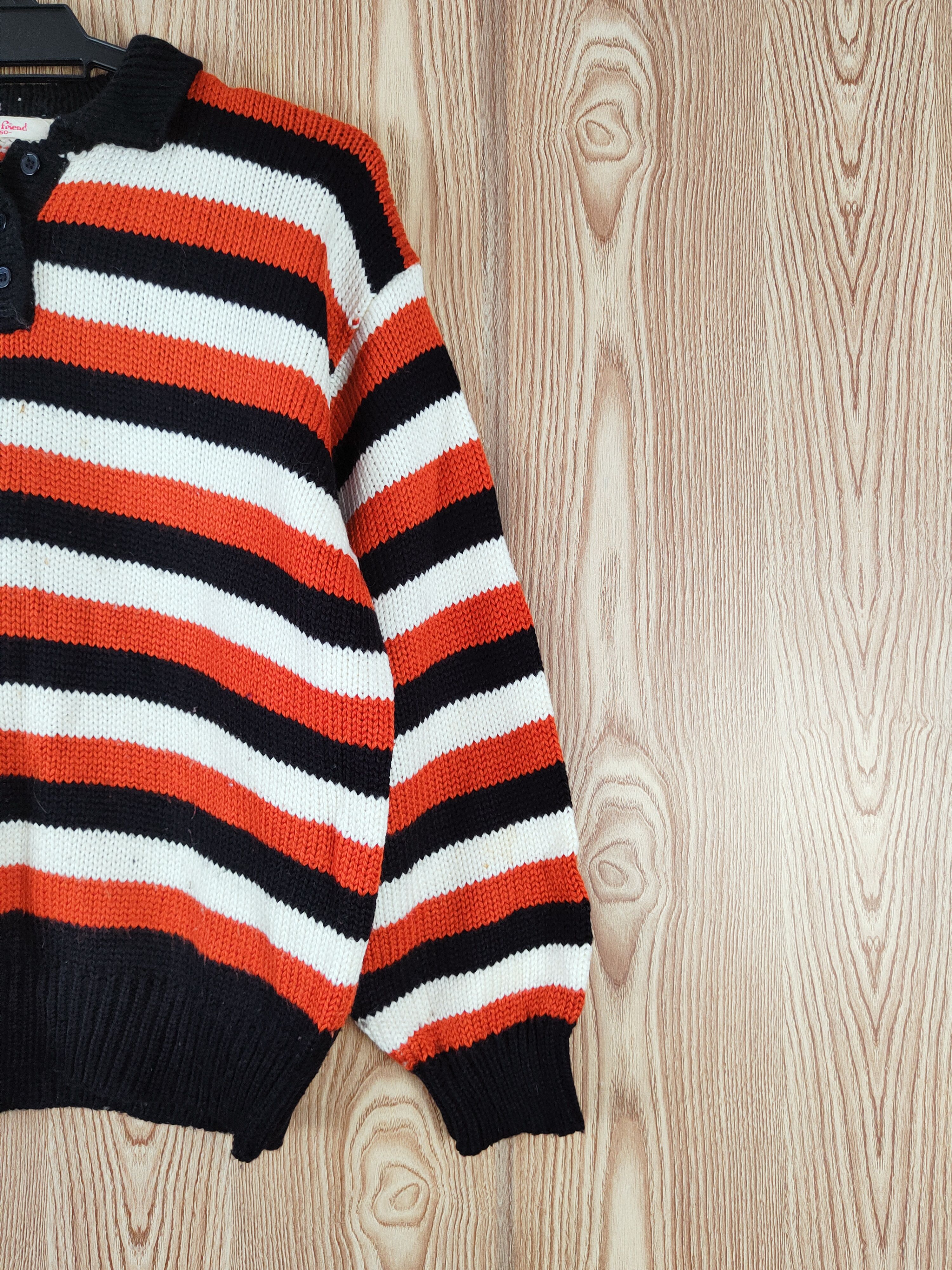 Japanese Brand × Vintage Girlfriend Black Orange Stripe Knitwear Sweatshirts #W750 Size US M / EU 48-50 / 2 - 5 Thumbnail