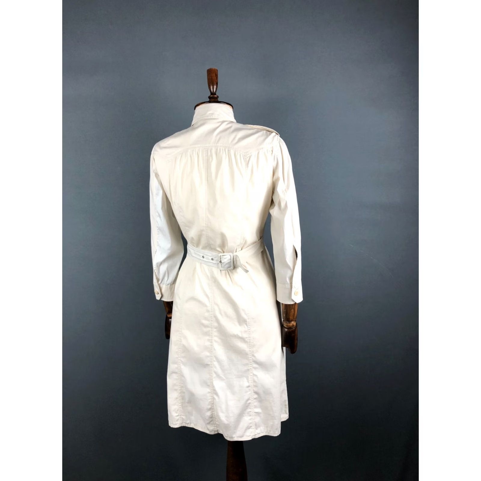 Vintage Weekend Max Mara Shirt Dress - Ivory Cotton 3/4 Sleeve Button-Up, Size 6, Women Size M / US 6-8 / IT 42-44 - 3 Thumbnail
