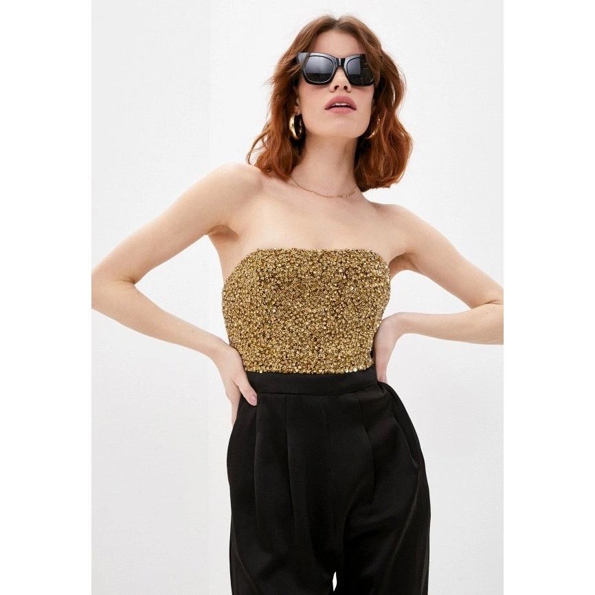 Alice + Olivia Alice + Olivia Jeri Rhinestone Jumpsuit black gold size 2 Size 26" / US 2 / IT 38 - 14 Thumbnail