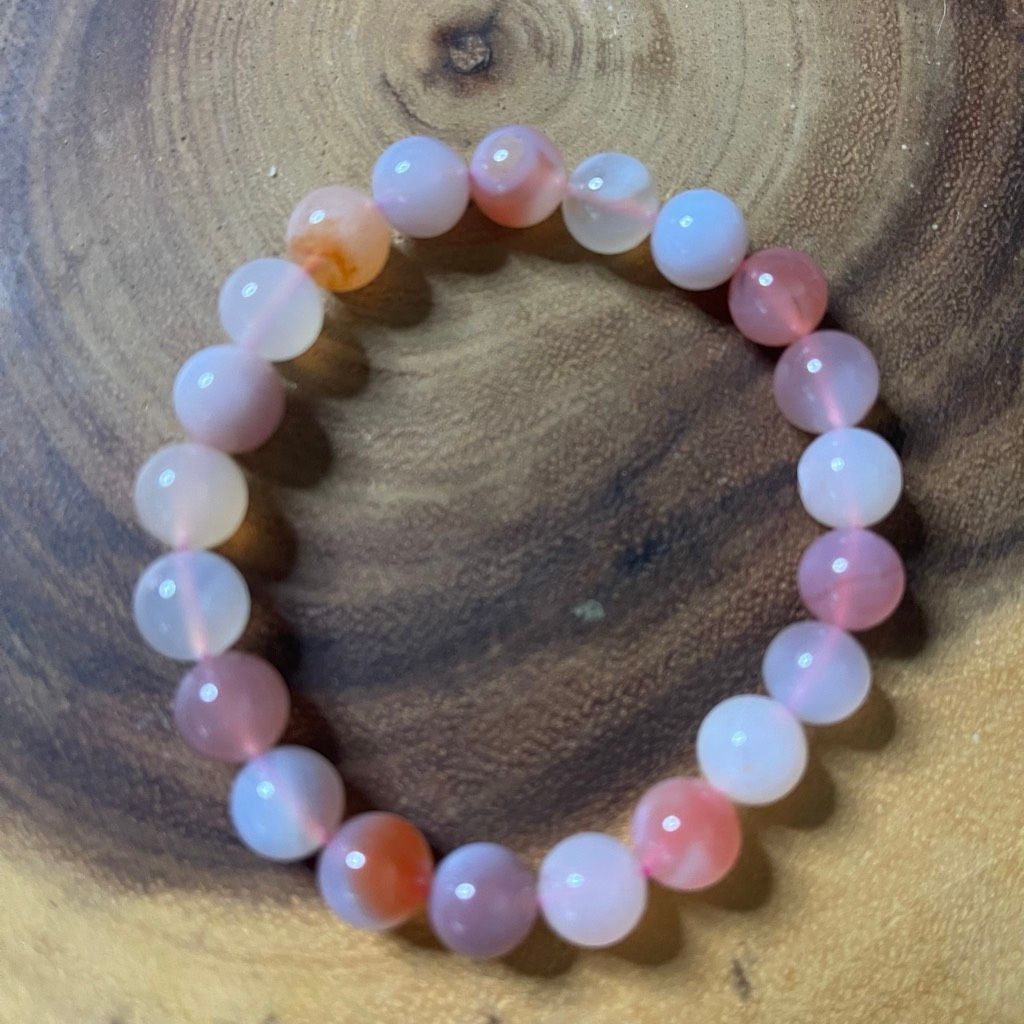 Other Yuan yuan Agate bracelet striped layers light rainbow colors stretch 10mm 7.5” natural crystal Size ONE SIZE - 3 Thumbnail