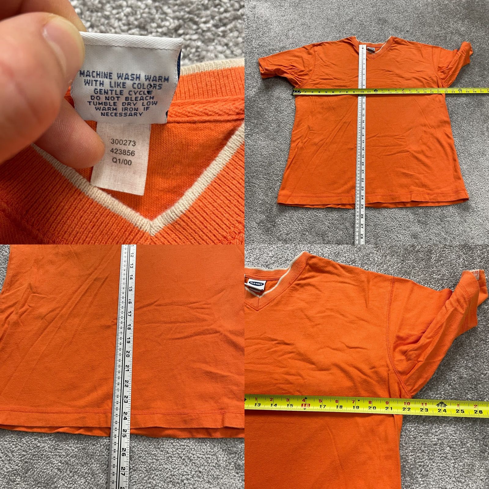Old Navy VINTAGE Old Navy Men’s Cotton V-Neck T-Shirt Short Sleeve Orange Solid 90s Casual Mens Size US M / EU 48-50 / 2 - 8 Thumbnail