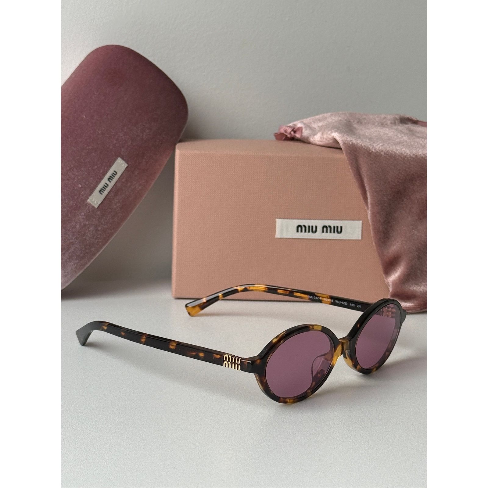 Miu Miu NEW Miu Miu MU04ZSF Tortoise Pink Sunglasses $518 Size ONE SIZE - 5 Thumbnail