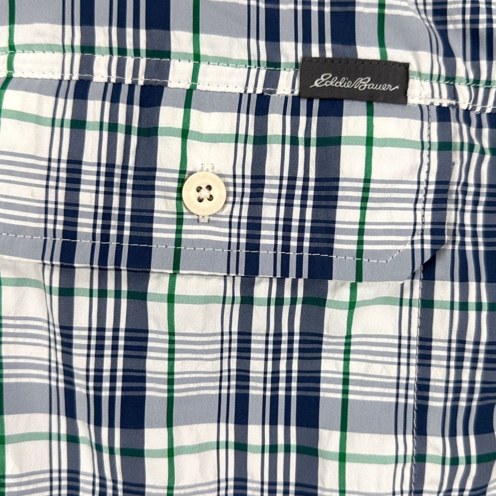 Eddie Bauer VINTAGE? Eddie Bauer Travex Mens Seersucker Shirt XL Blue Green Plaid Button Up Pocket Size US XL / EU 56 / 4 - 6 Thumbnail