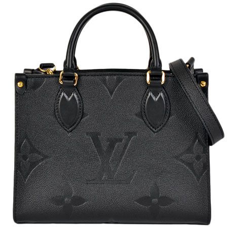 Louis Vuitton On The Go PM Shoulder Bag Monogram Implant Leather Noir Black