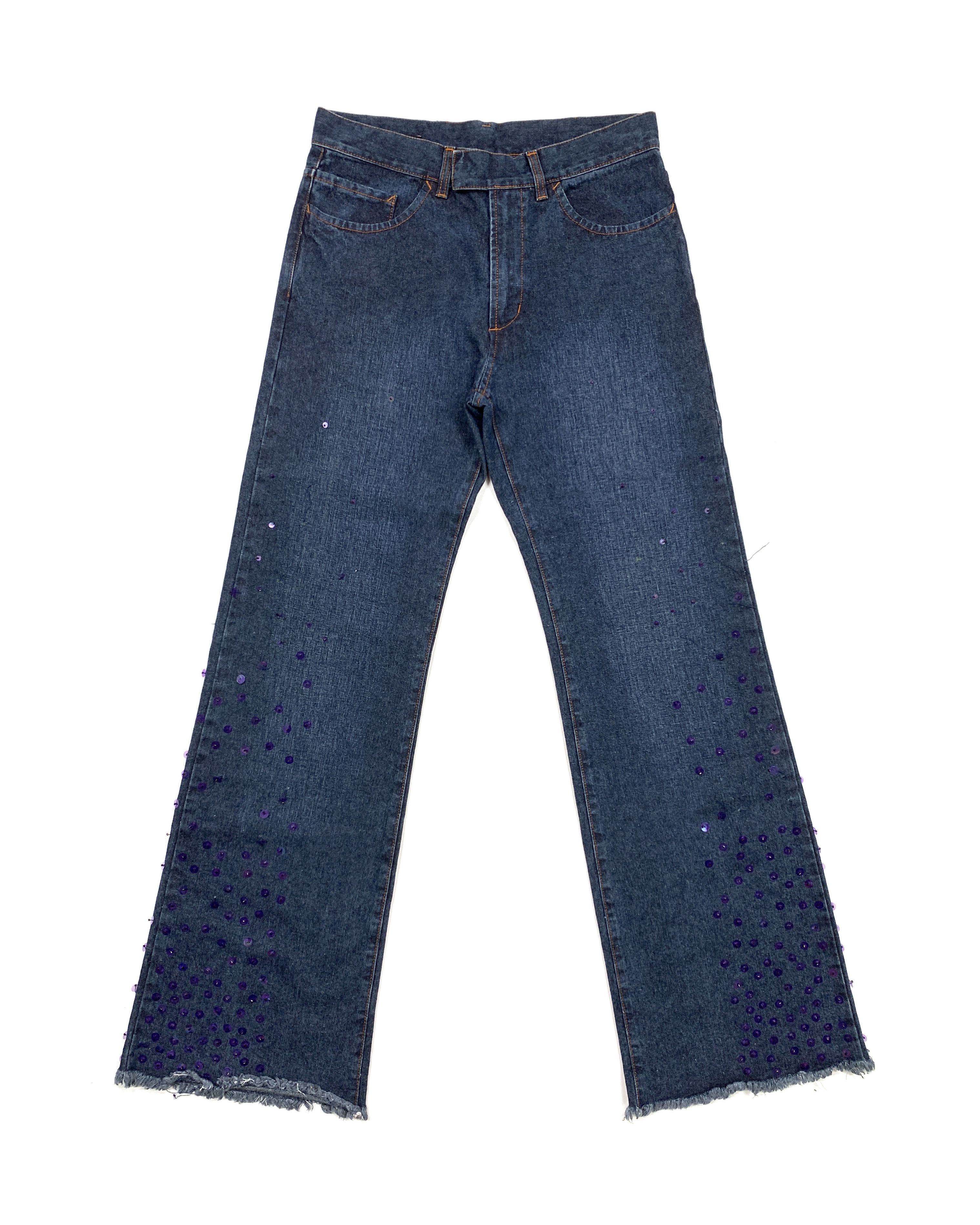 Jean Paul Gaultier 90s Embellished Flared Rave Jeans Size 30" / US 8 / IT 44 - 1 Thumbnail