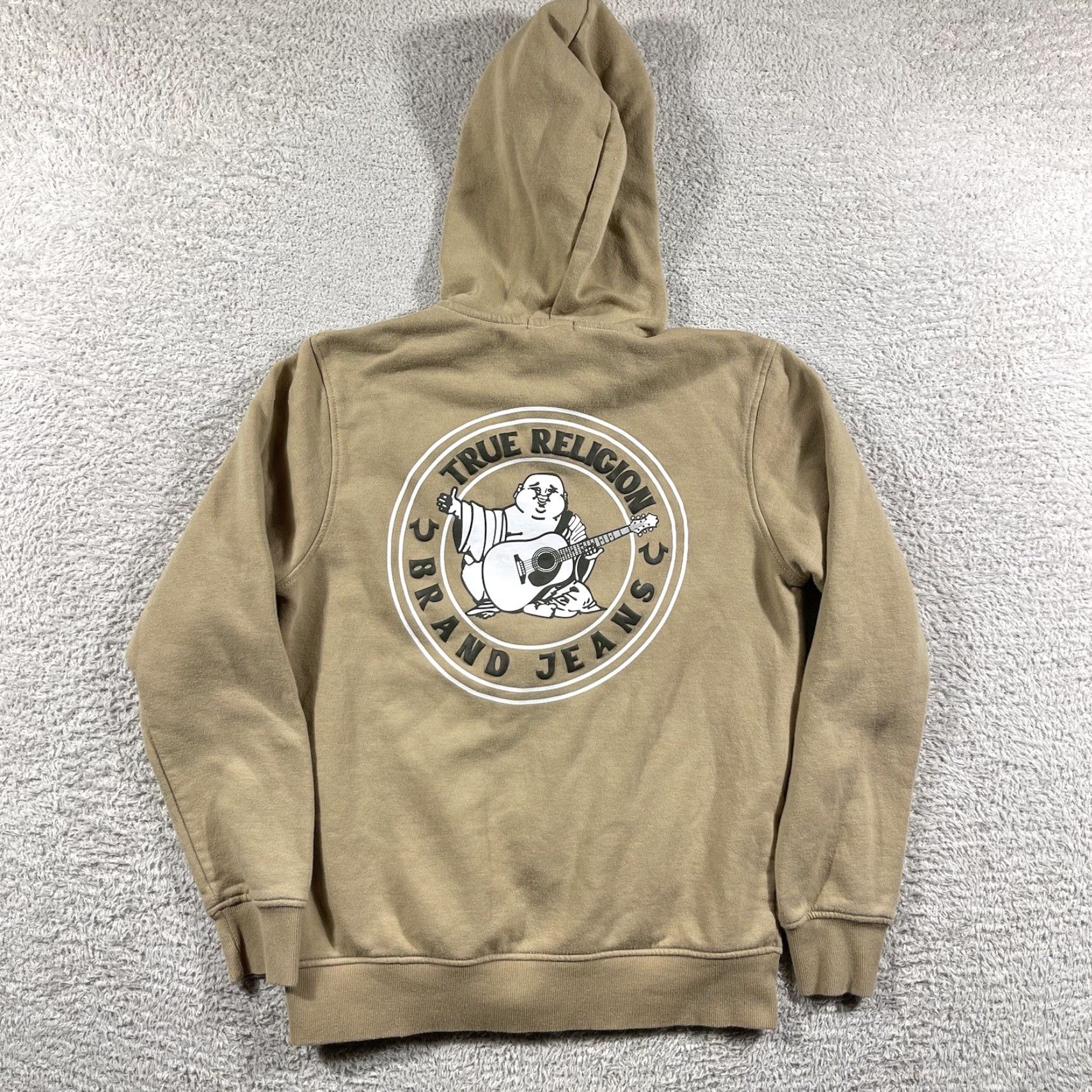 True Religion VINTAGE True Religion Buddha Logo Seal Full Zip Hoodie Mens Medium Beige Fleece Y2K Size US M / EU 48-50 / 2 - 2 Thumbnail