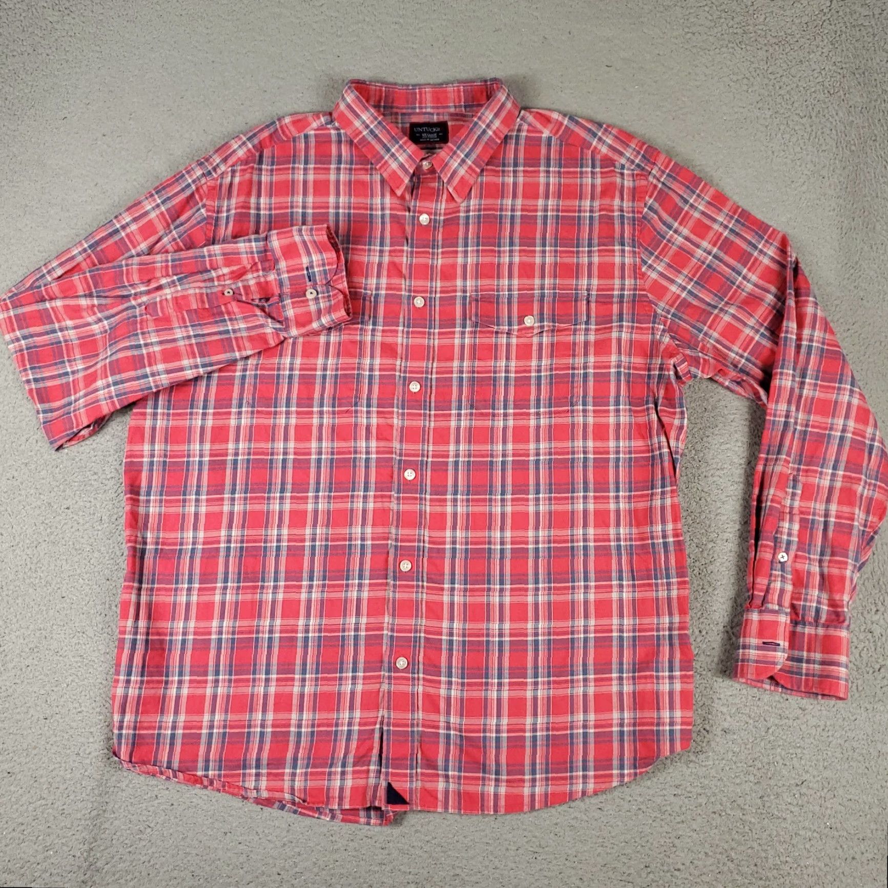 UNTUCKit UNTUCKit Mens Shirt 2XL Red Plaid Button-Up Long Sleeve Casual Shirt Size US XXL / EU 58 / 5 - 2 Thumbnail