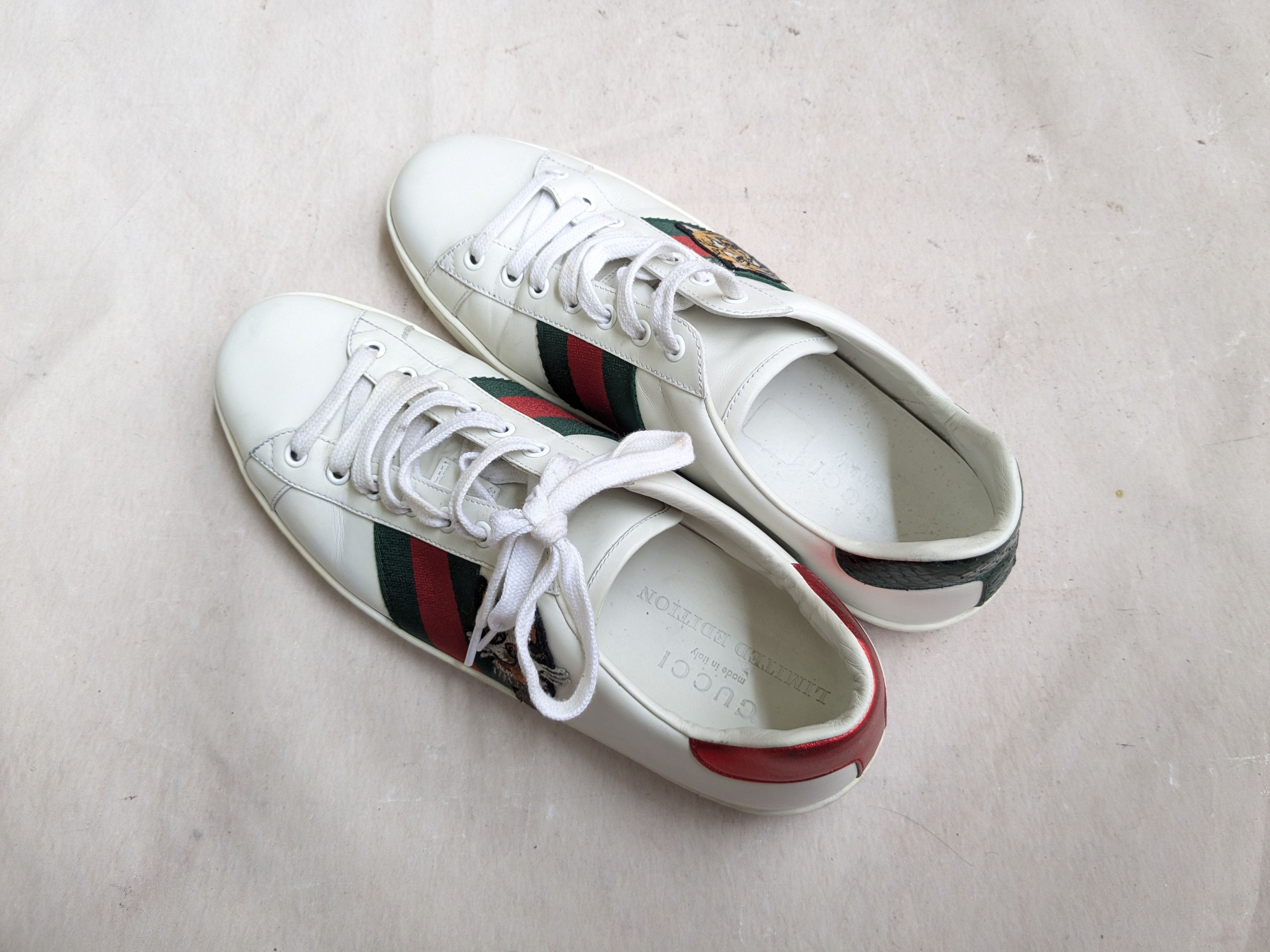 Gucci Gucci Ace Sneakers Low Leather Tiger Dog Patch Size US 10 / EU 43 - 15 Thumbnail