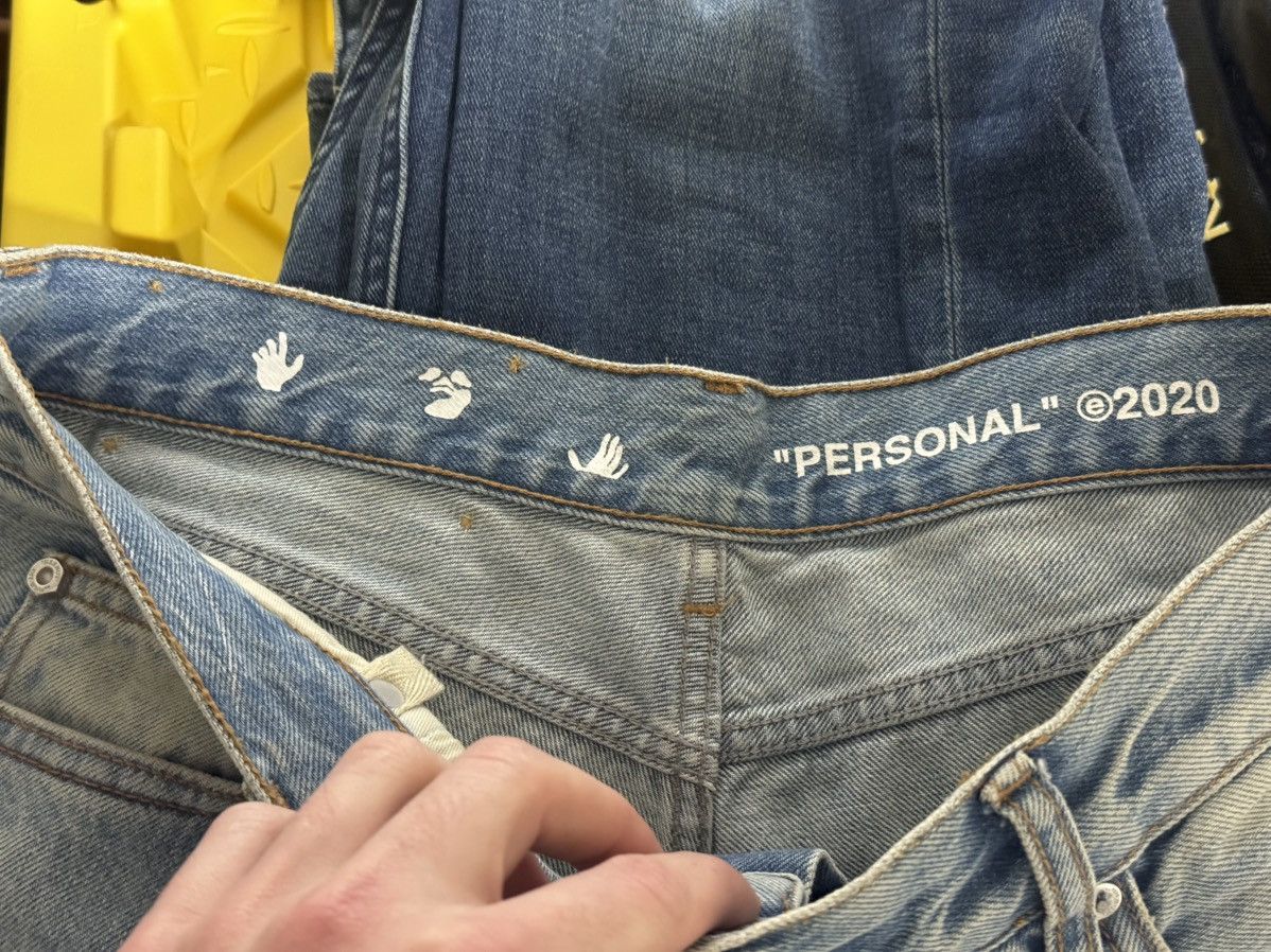 Off-White Off White Diagonal Print Washed Denim Jeans Size US 32 / EU 48 - 5 Thumbnail