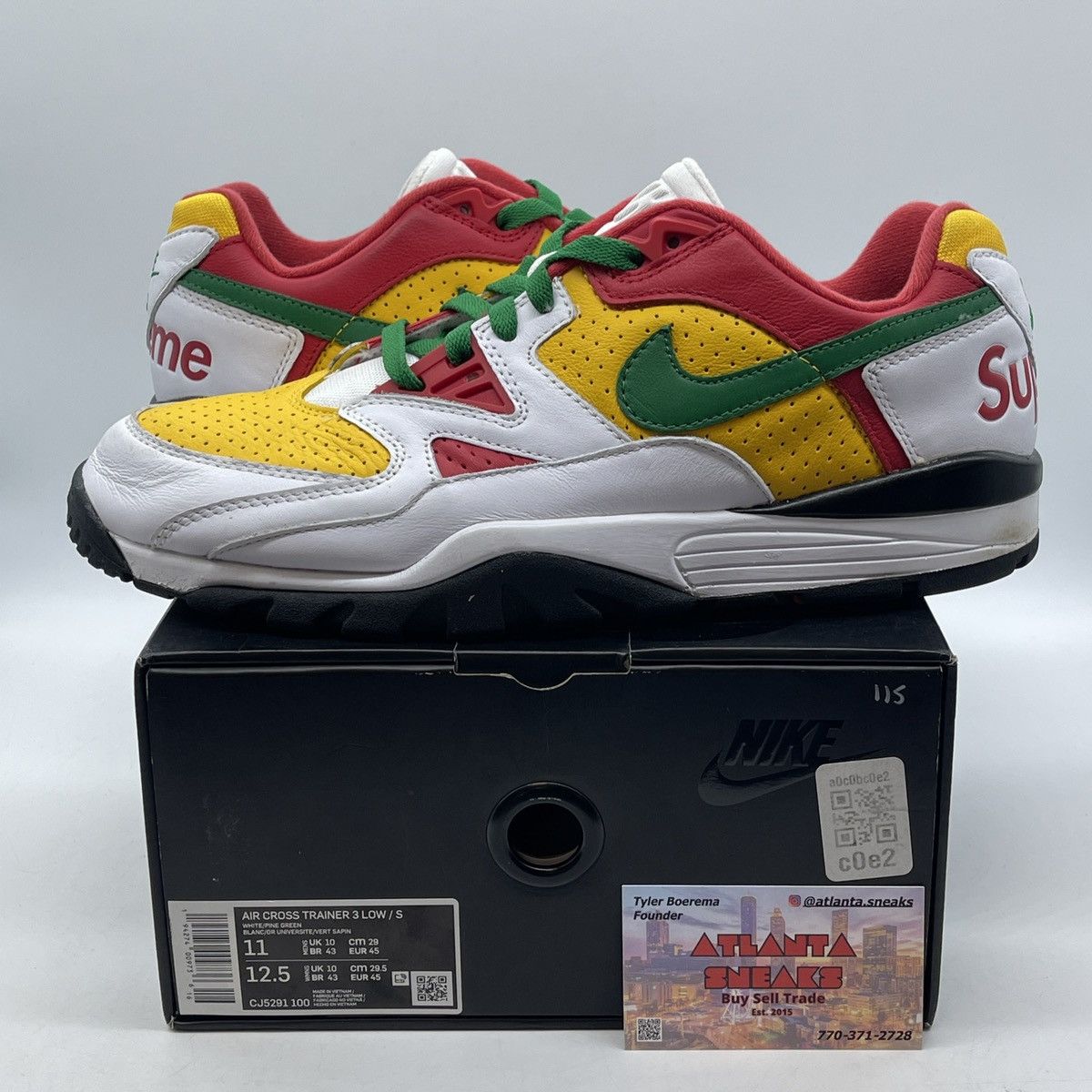Nike Supreme x air cross trainer 3 low white university gold Size US 11 / EU 44 - 1 Thumbnail