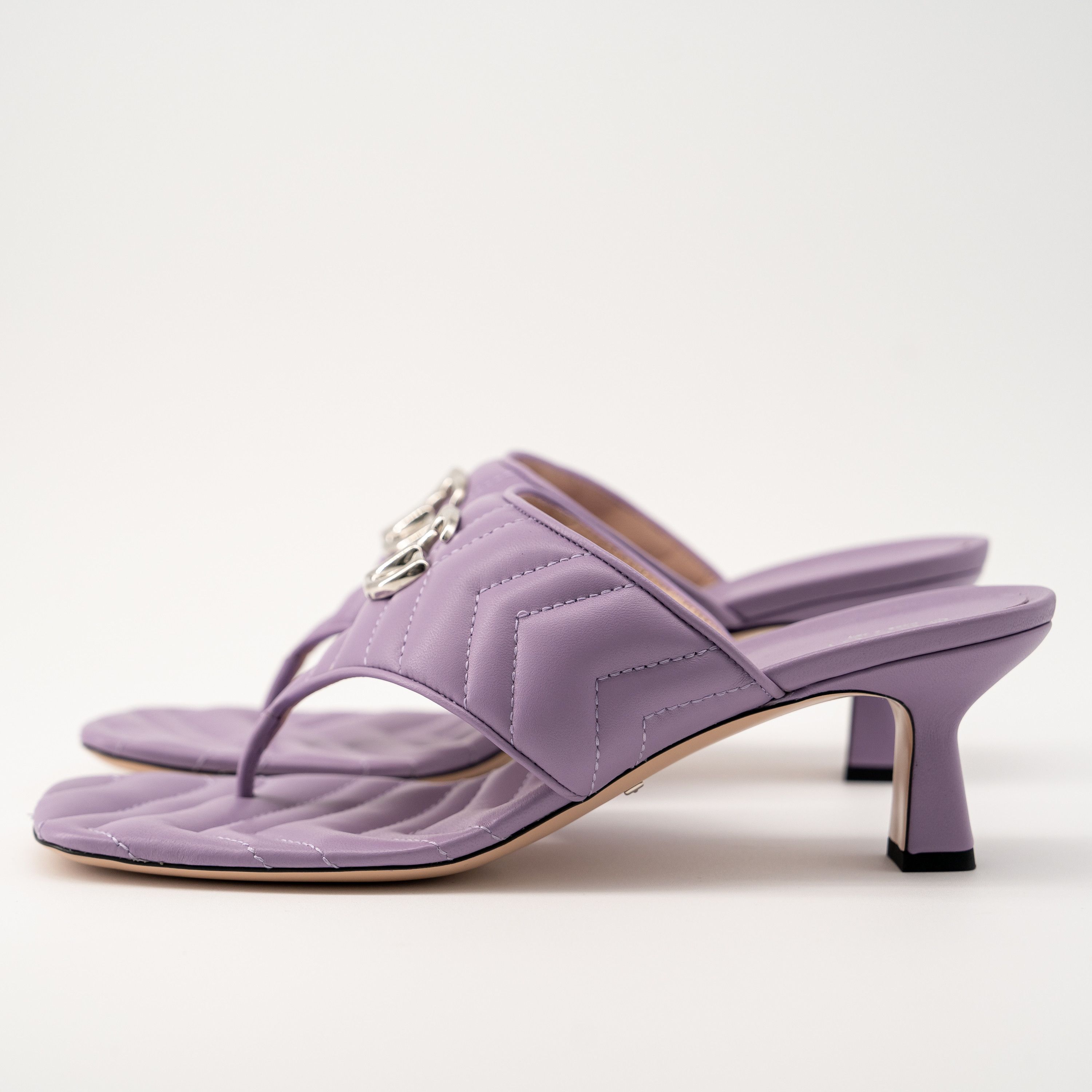Gucci 40G 10 US Gucci Marmont GG Heel Sandals Quilted Purple Size US 10 / IT 40 - 2 Thumbnail