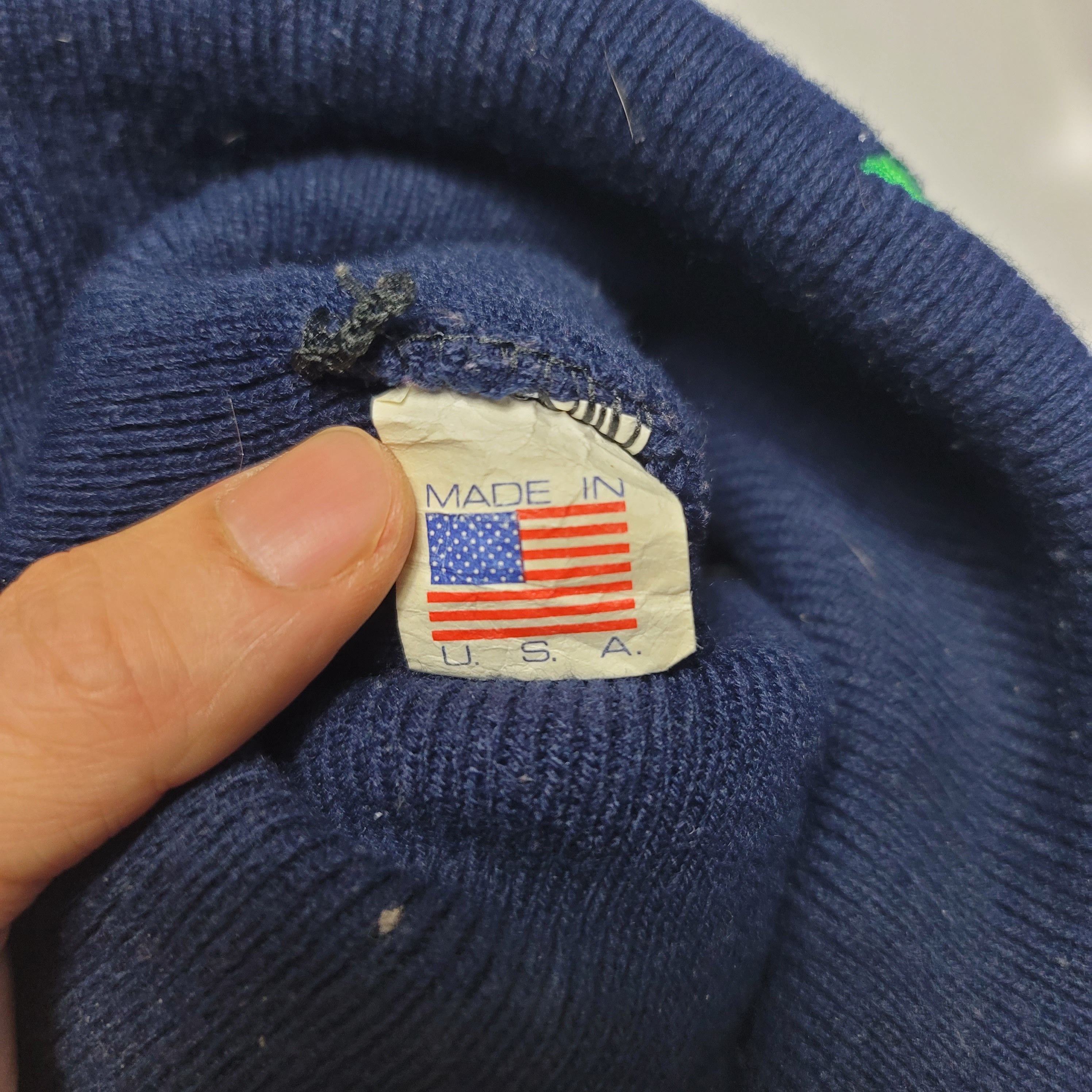 Designer Vintage Vietnam Veteran Navy Blue Knit Beanie Size ONE SIZE - 2 Thumbnail
