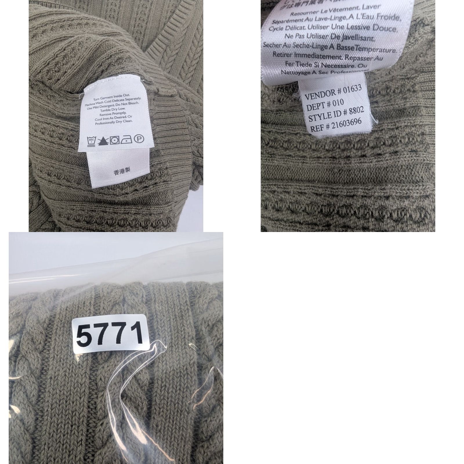Eddie Bauer VINTAGE Eddie Bauer Women's Medium Green V Neck 3/4 Sleeve Cable Knit Sweater Size L / US 10 / IT 46 - 8 Thumbnail
