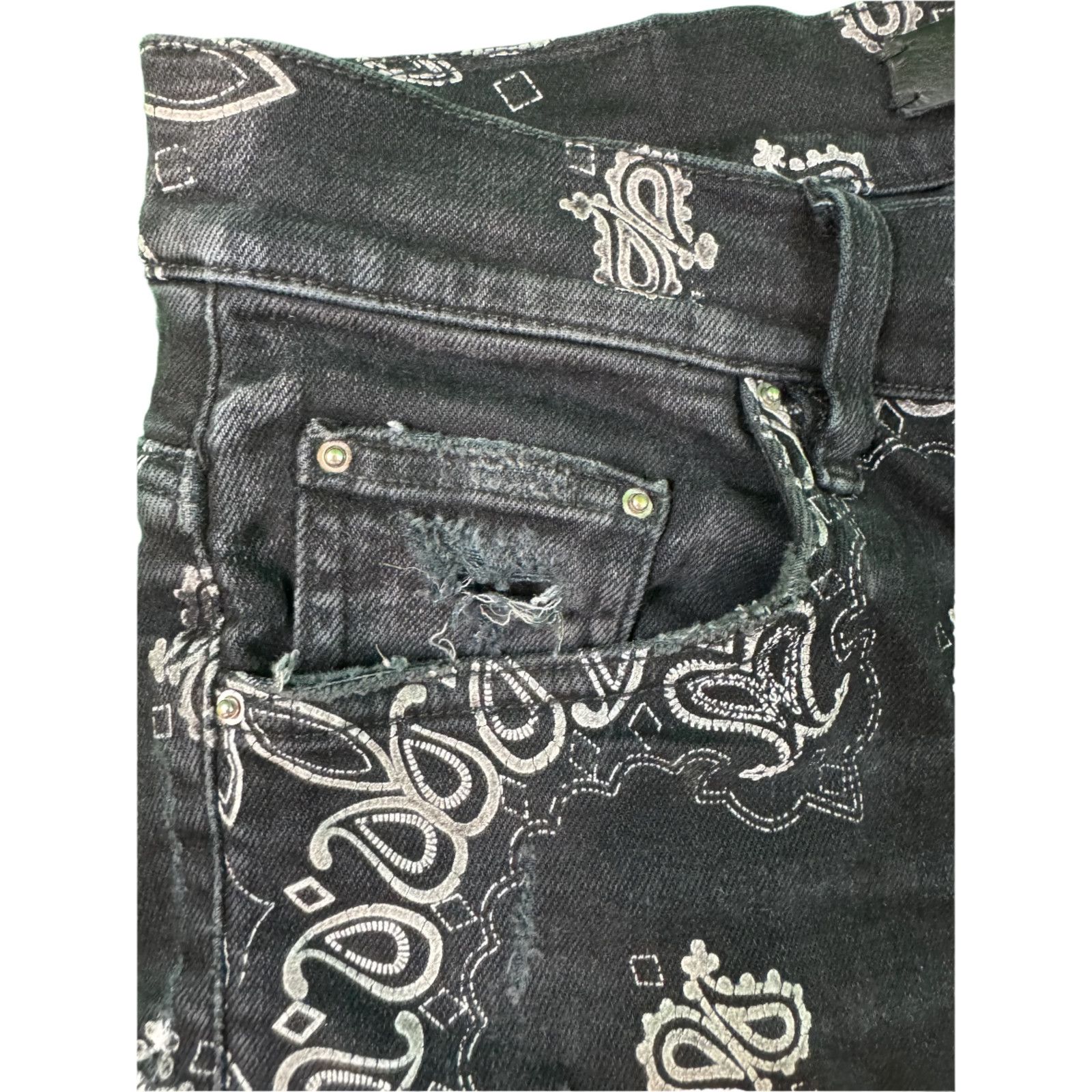 Amiri Amiri Stack Denim Black Bandana Jeans Size US 29 - 5 Thumbnail