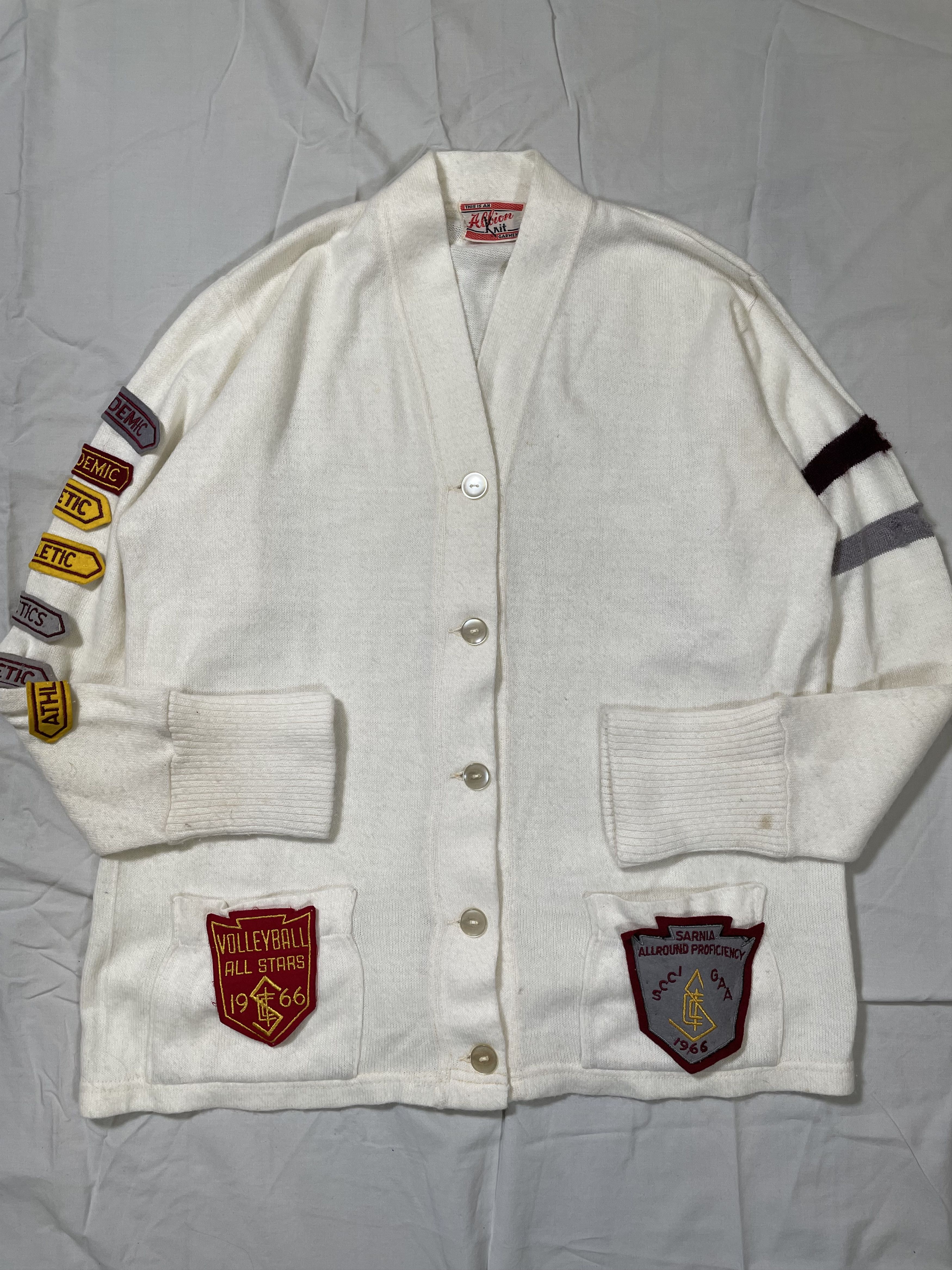 Vintage True VTG 1960's Albion Knit Letterman Cardigan Sweater Size US M / EU 48-50 / 2 - 3 Thumbnail