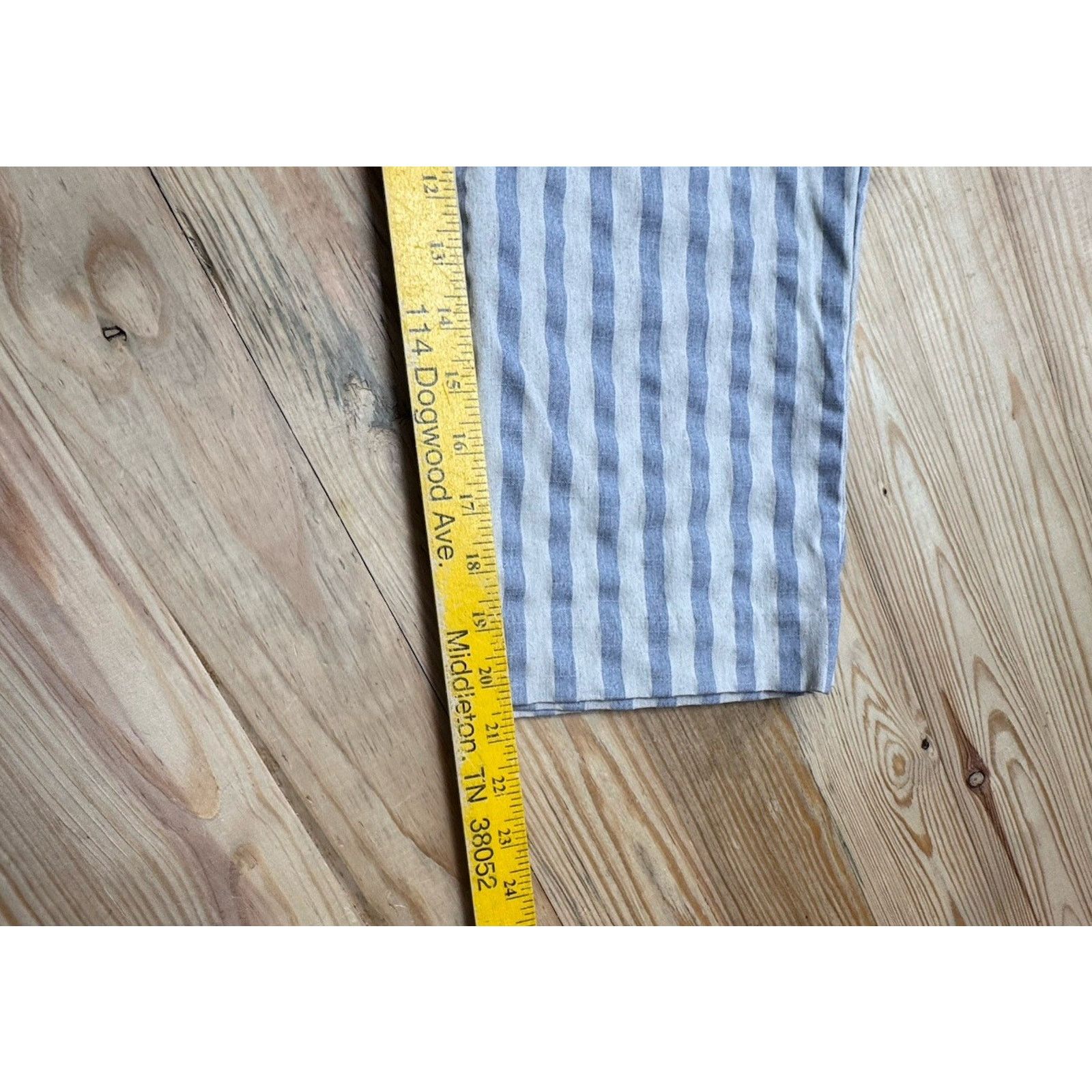 Other Sharagano Pull On Linen Blend Pants Blue Gray Stripe Size 10 Size 32" / US 10 / IT 46 - 4 Thumbnail