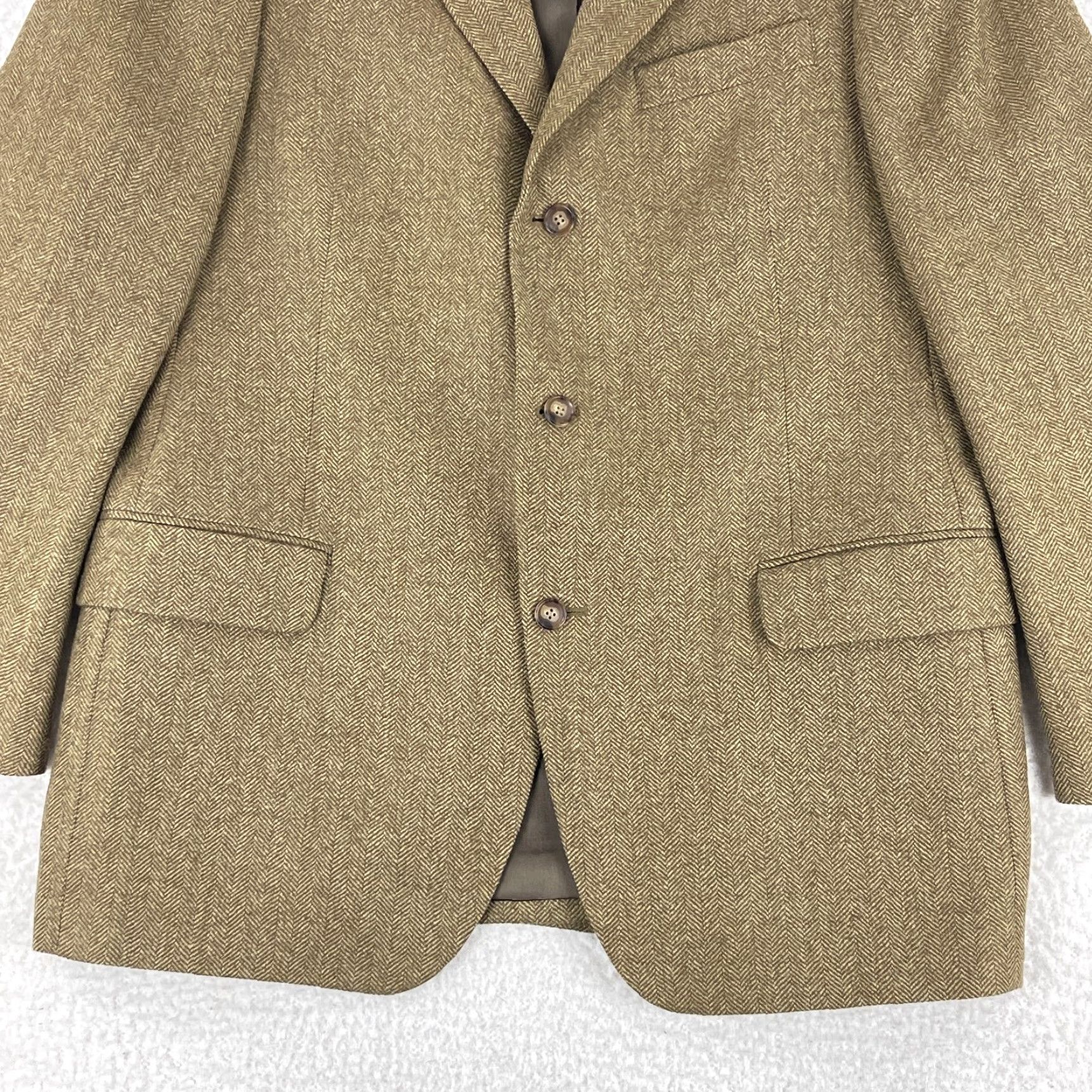 Lands' End Lands' End Blazer Jacket Mens 43 R Brown 100% Wool Tweed Long Sleeve Office Size US XL / EU 56 / 4 - 4 Thumbnail