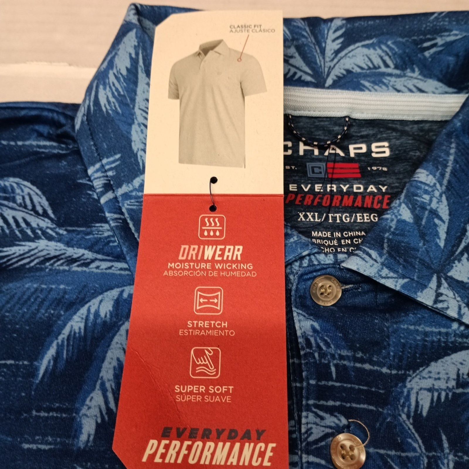 Chaps Chaps Polo Shirt Men's Size 2XL Marina Blue Moisture Wick Size US XXL / EU 58 / 5 - 4 Thumbnail
