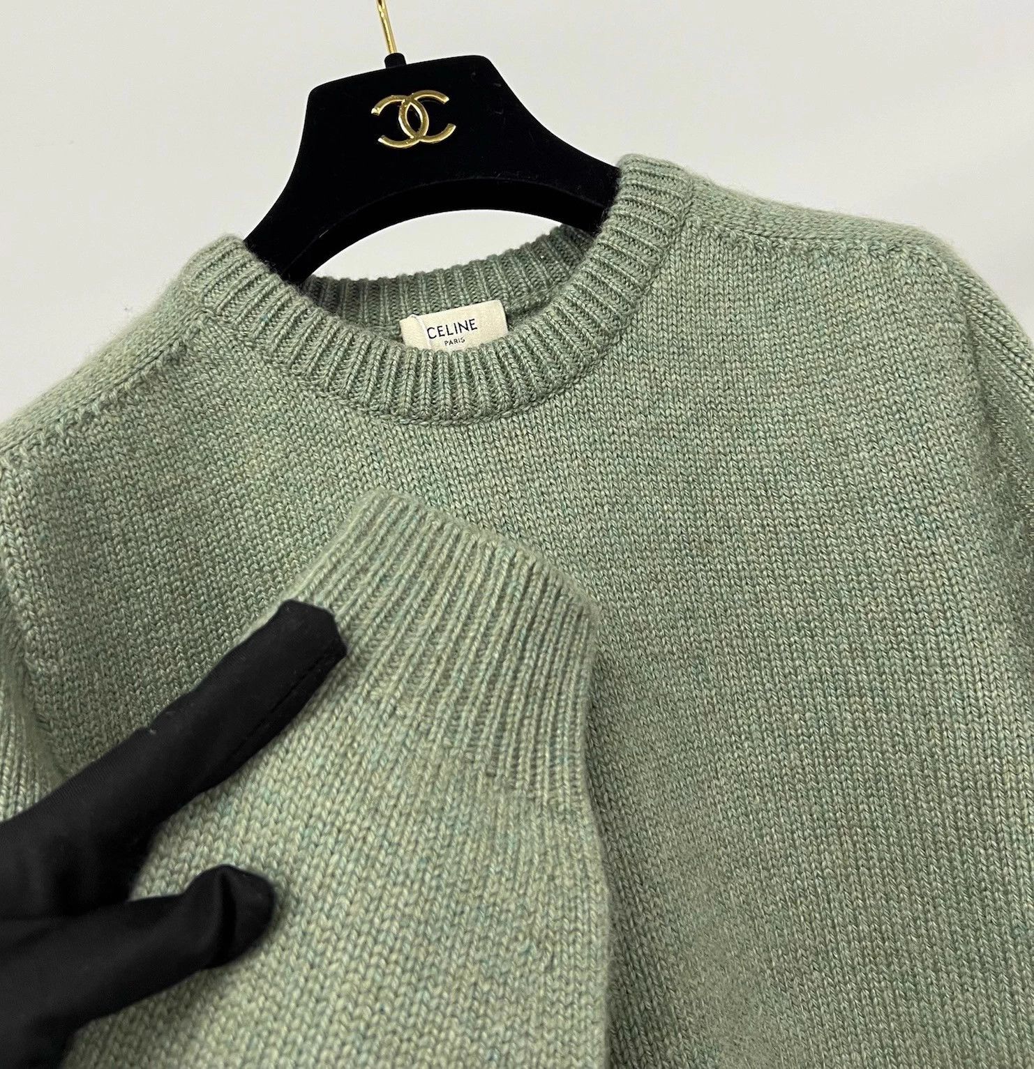 Celine Old Celine green cashmere sweater size S Size S / US 4 / IT 40 - 4 Thumbnail