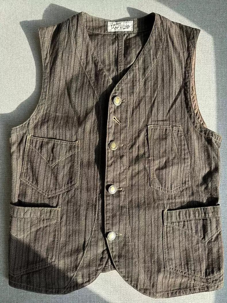 image of Freewheelers Conductor Vest Waistcoat in Grey, Men's (Size Medium)