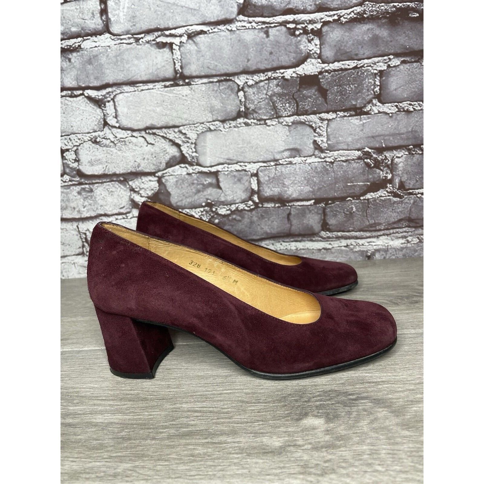 Other David Aaron Burgundy Maroon Suede Leather Round High Heels W Size US 6.5 / IT 36.5 - 1 Thumbnail