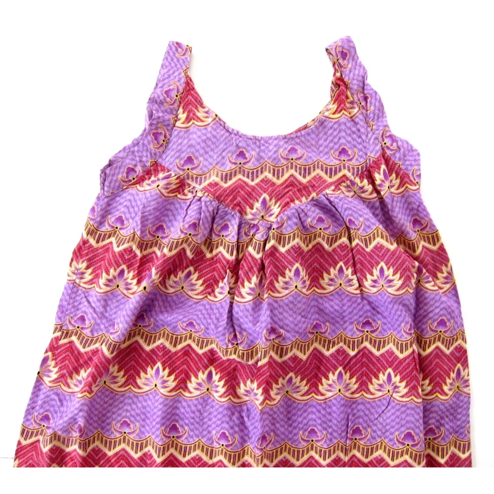Vintage Vanee Thailand 100% Rayon Purple Yellow Red Floral Tunic Tank Sun Dress Small Size S / US 4 / IT 40 - 5 Thumbnail