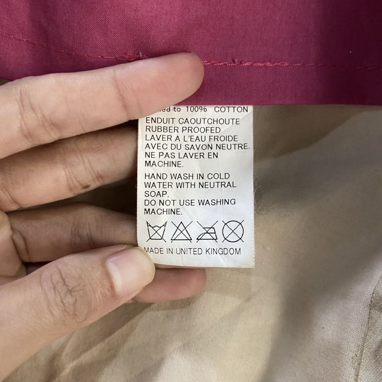 Mackintosh Archival Mackintosh Genuine Handmade Pink Cotton Rain Coat Size XXS / US 00 / IT 34 - 13 Thumbnail