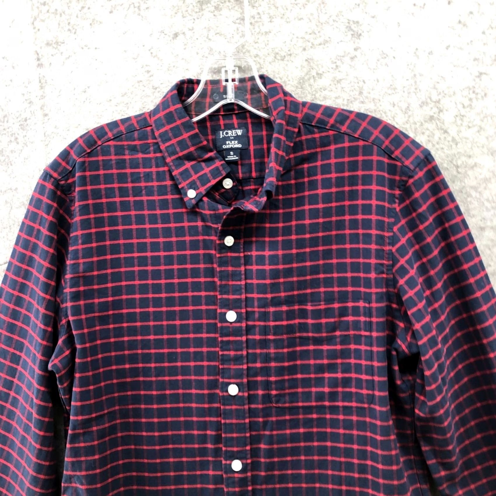 J.Crew J.CREW Flex Oxford Shirt Mens S Slim Fit Long Sleeve Navy Blue Red Check Plaid Shirt Size US S / EU 44-46 / 1 - 3 Thumbnail