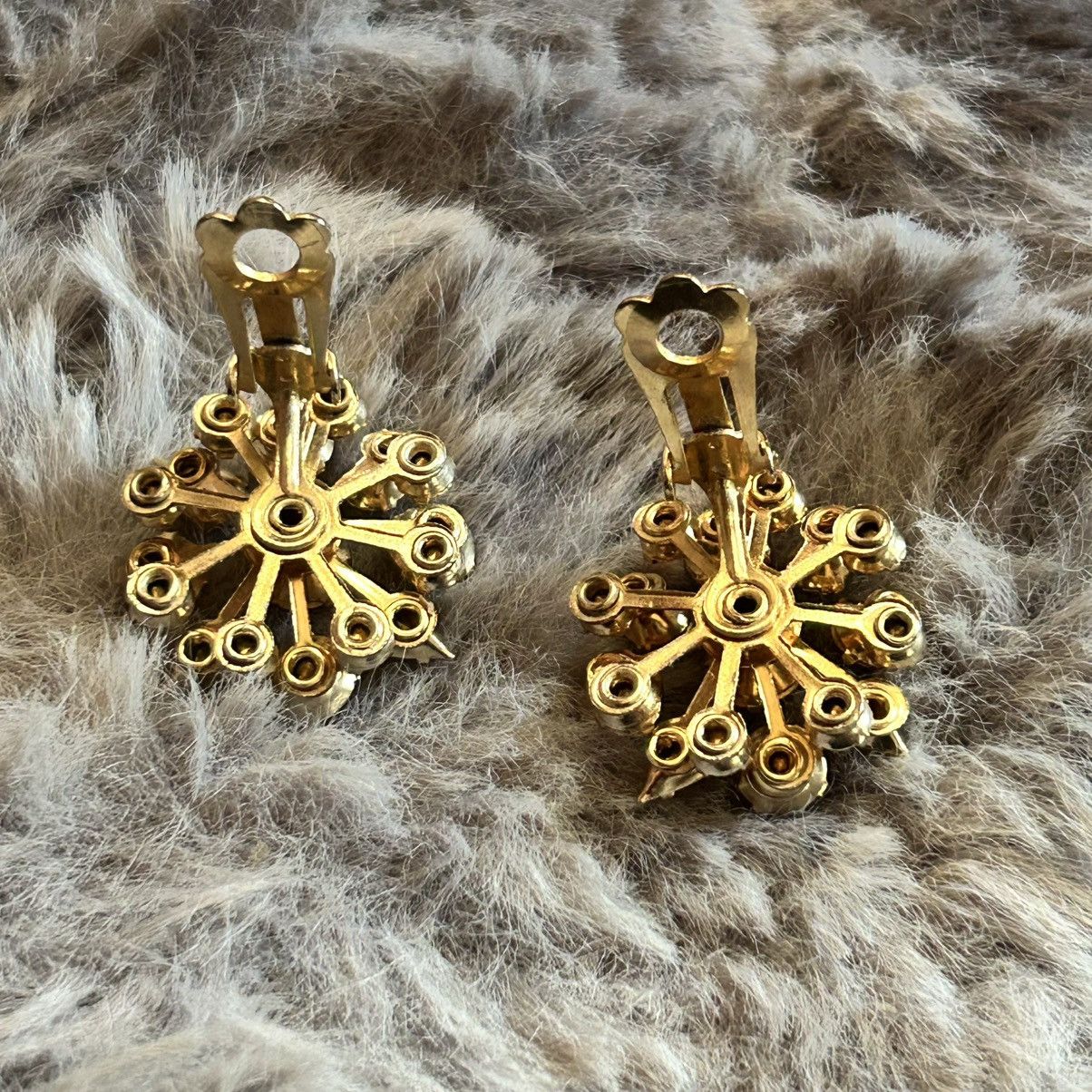 Vintage Vintage 60’s brown and clear glass stone clip on earrings Size ONE SIZE - 3 Thumbnail