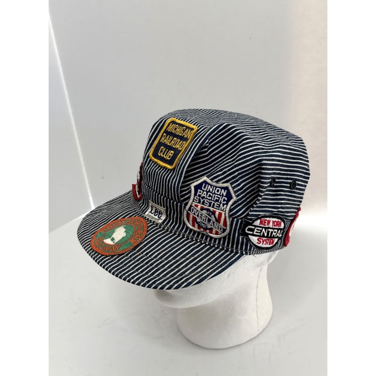 Lee VINTAGE LEE JEANS DENIM ENGINEERS HAT Union Made Workwear USA 1950s SANFORIZED Blue Mens One Size Size US 35 - 3 Thumbnail