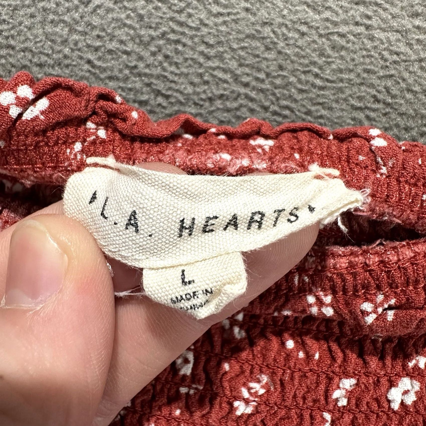 Vintage LA Hearts Mini Dress Womens L Floral Smocked Bodice Ruffle A Line Long Sleeve Red Size L / US 10 / IT 46 - 4 Thumbnail