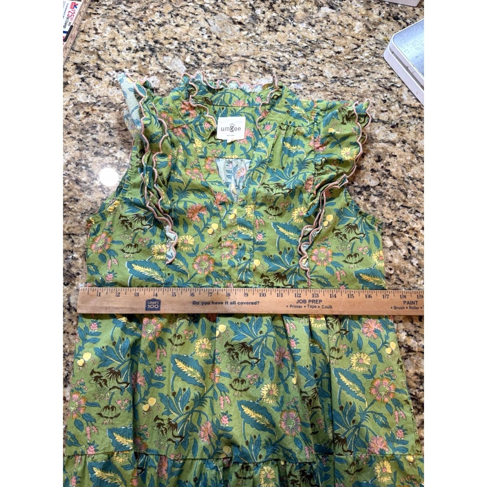 Vintage VINTAGE Umgee green Floral Garden Print Silky Cotton Tiered flutter Midi Dress Small Womens" Size S / US 4 / IT 40 - 3 Thumbnail