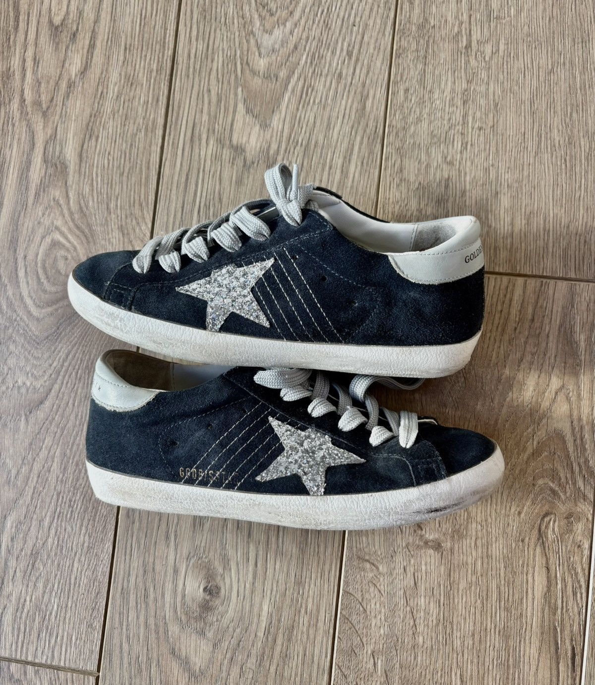 Golden Goose Super-Star Black Suede Silver Star Sneakers
