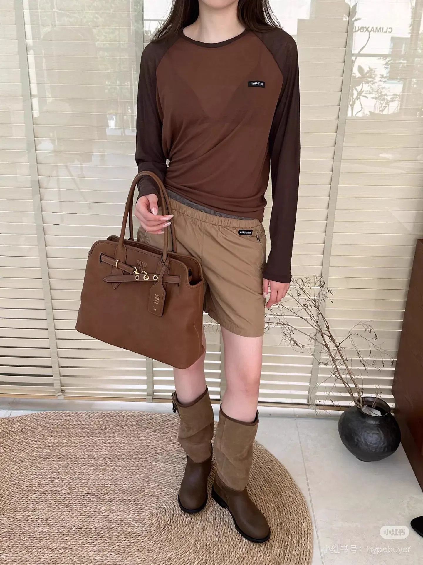Miu Miu MIU MIU Brown Colorblock Logo Embroidered LS Top XS Size XS / US 0-2 / IT 36-38 - 7 Thumbnail