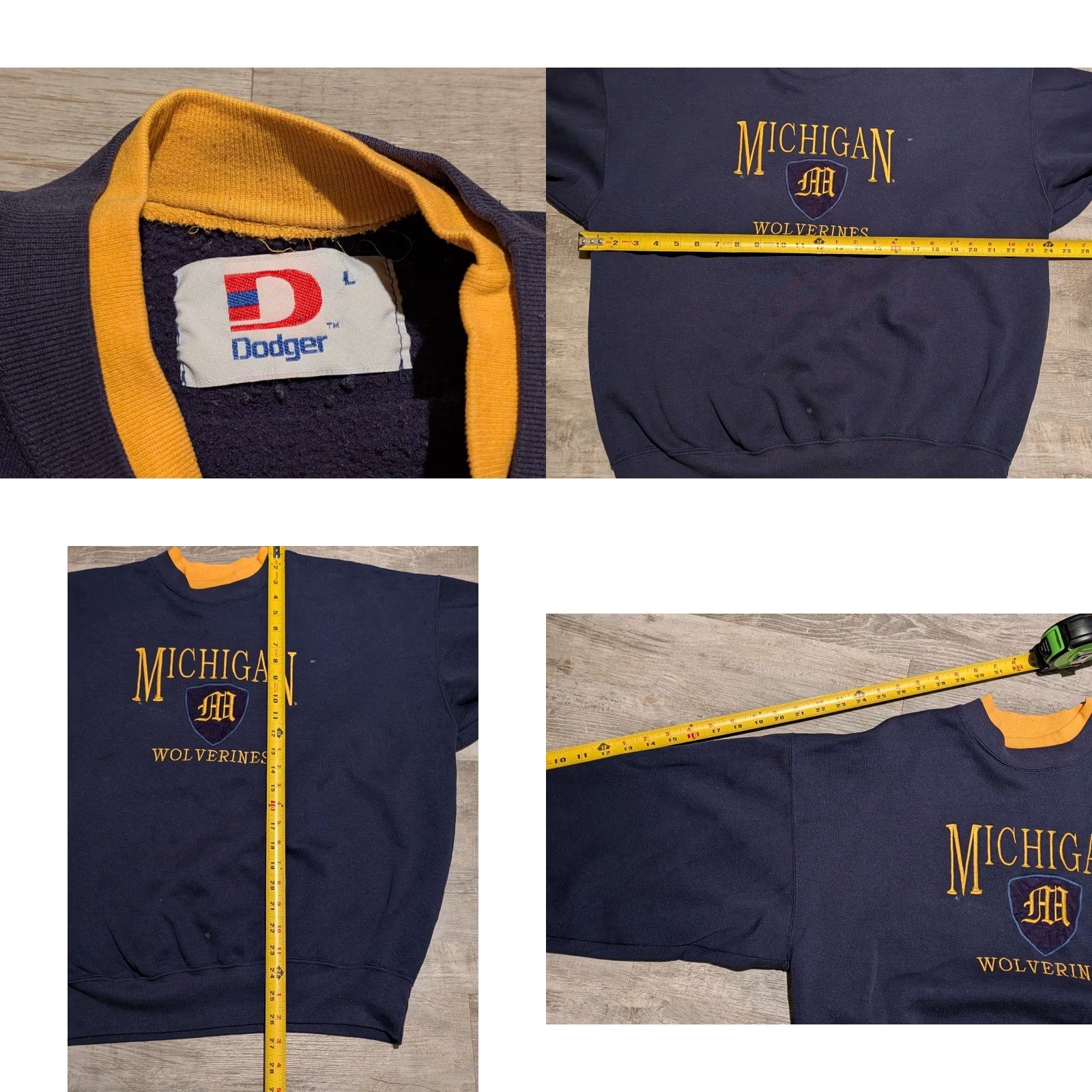 Doublet VINTAGE Dodger Michigan Wolverines Sweatshirt Crewneck Large Blue Embroidered 90s College USA Made Men Size US L / EU 52-54 / 3 - 8 Thumbnail