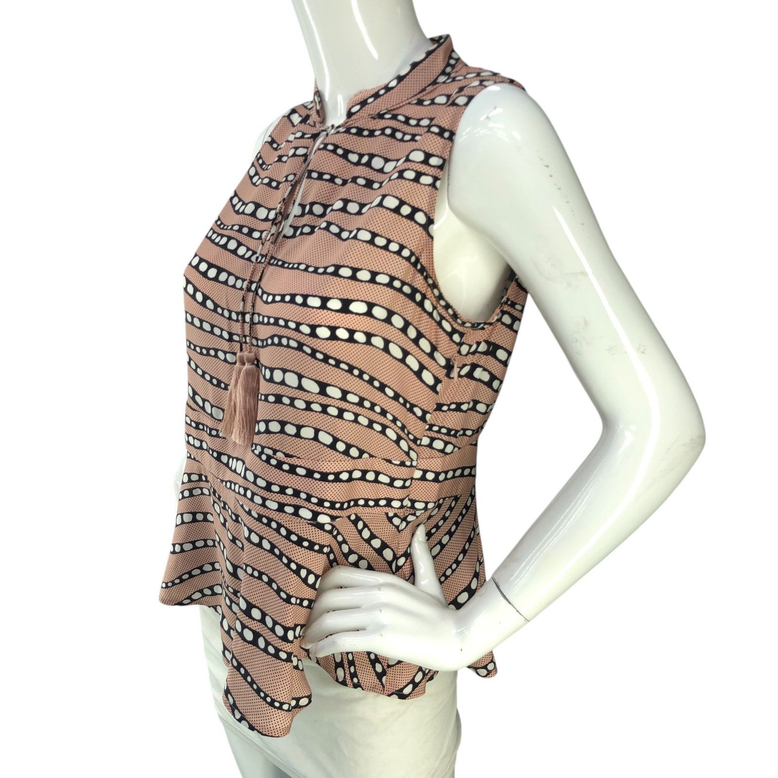 Marie Oliver Marie Oliver Size S Top Sleeveless Tassled Peplum Silk Pink Size S / US 4 / IT 40 - 4 Thumbnail