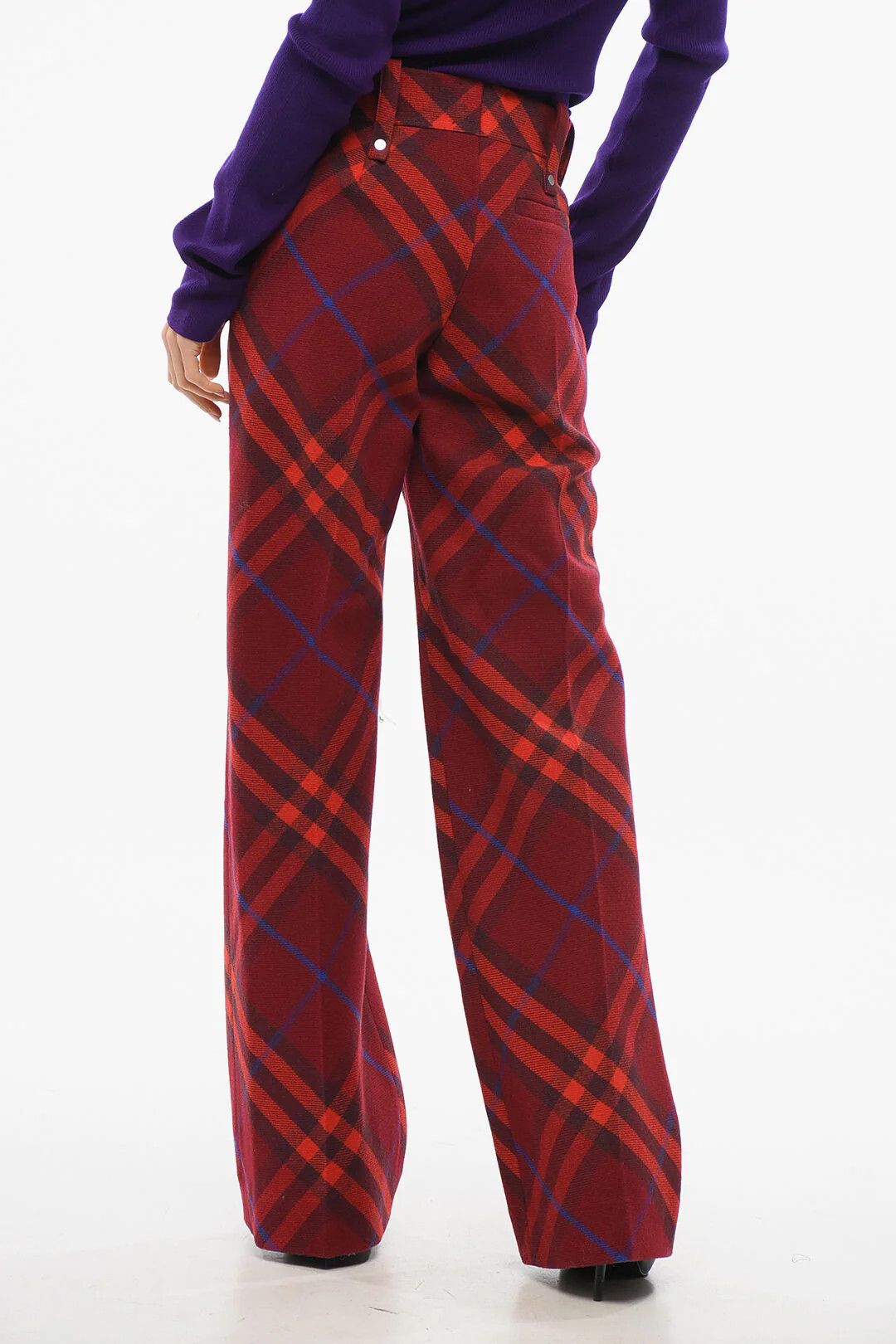Burberry og1mm0426 Virgin Wool Tartan Pant in Red Size 28" / US 6 / IT 42 - 4 Thumbnail
