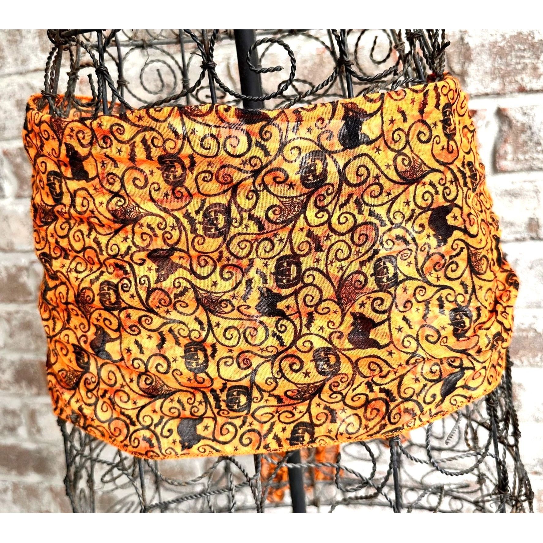 Vintage ViTG Halloween Neck Scarf Orange Black Cats Jack O Lantern B Size ONE SIZE - 8 Thumbnail