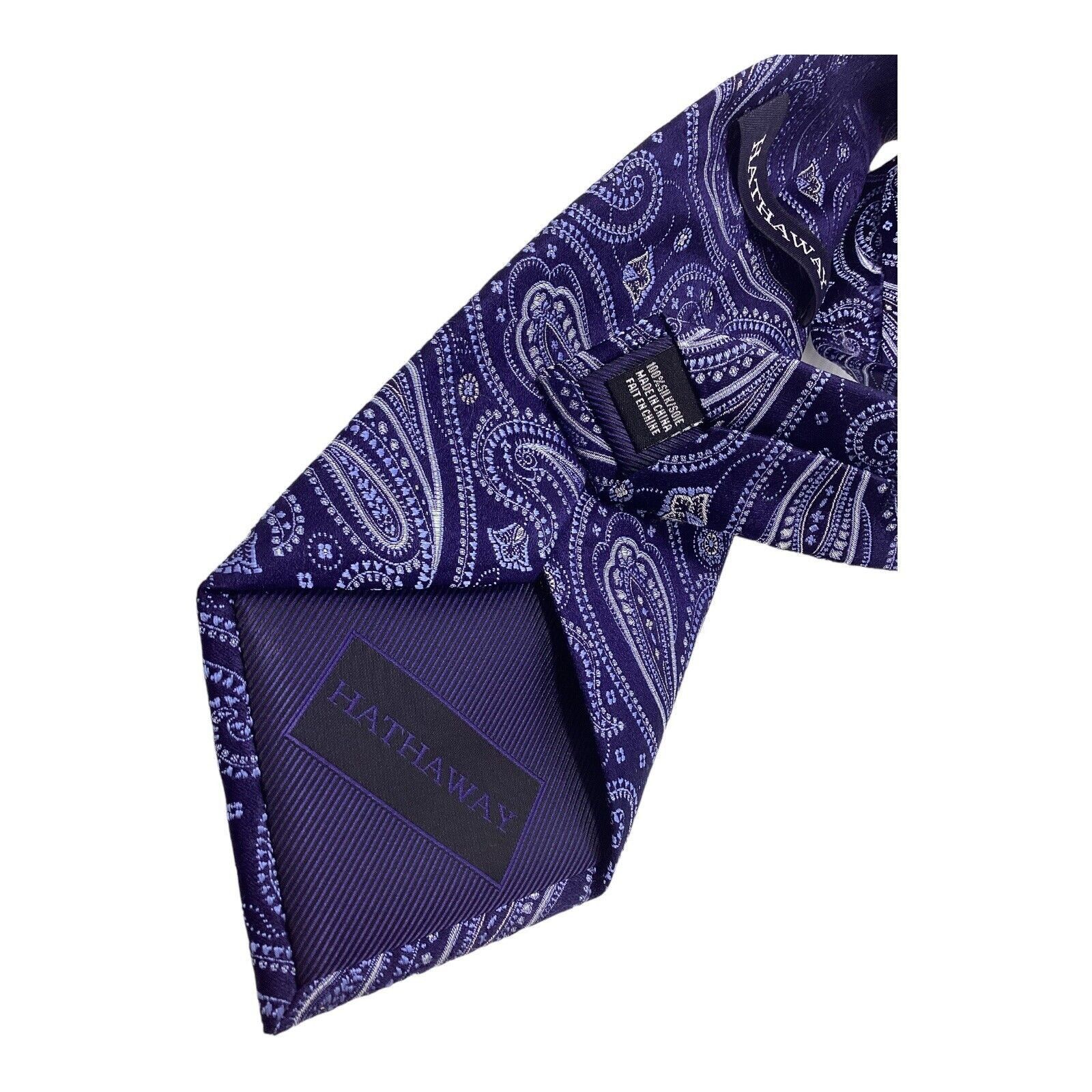 Hathaway Golf HATHAWAY Blue Paisley Silk Tie W: 3.75" EX COND Size ONE SIZE - 3 Thumbnail