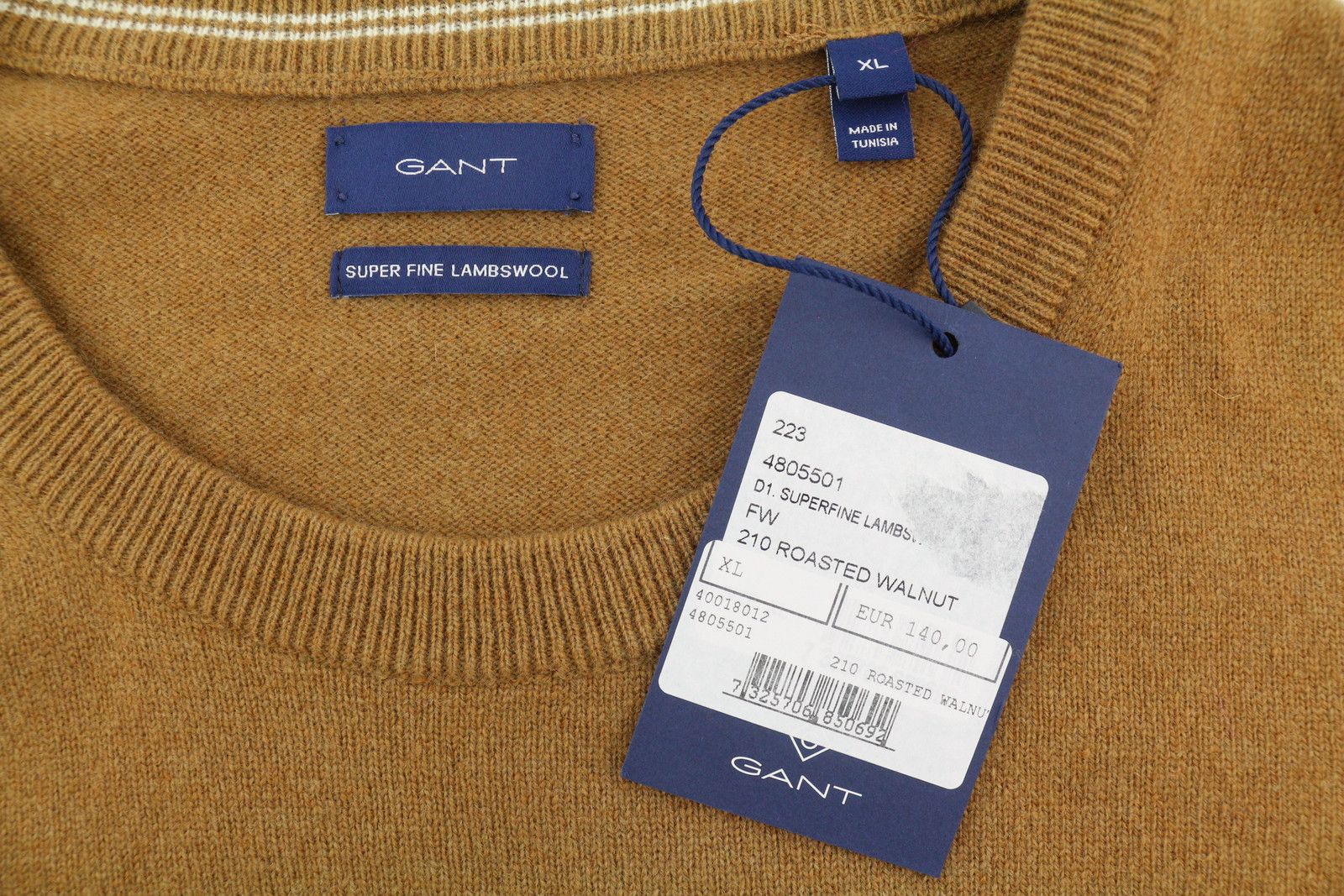 Gant SUPER FINE LAMBSWOOL XL Roasted Walnut Knit 88078 Size XL / US 12-14 / IT 48-50 - 7 Thumbnail