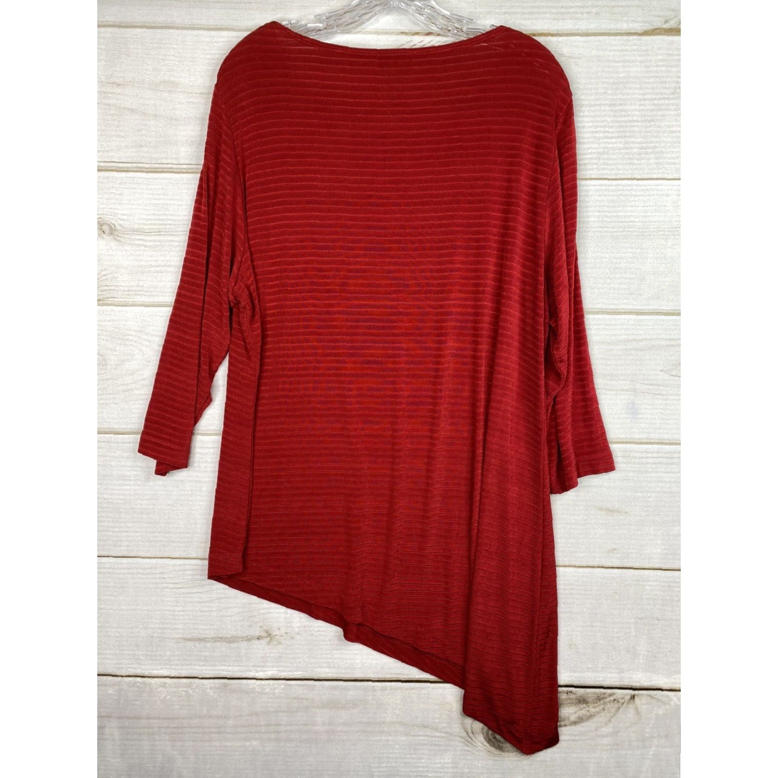 Vintage Chico's Traveler Top Blouse Womens XL Red Striped Knit 3/4 Sleeve Round Neck Pullover Casual Size XL / US 12-14 / IT 48-50 - 8 Thumbnail